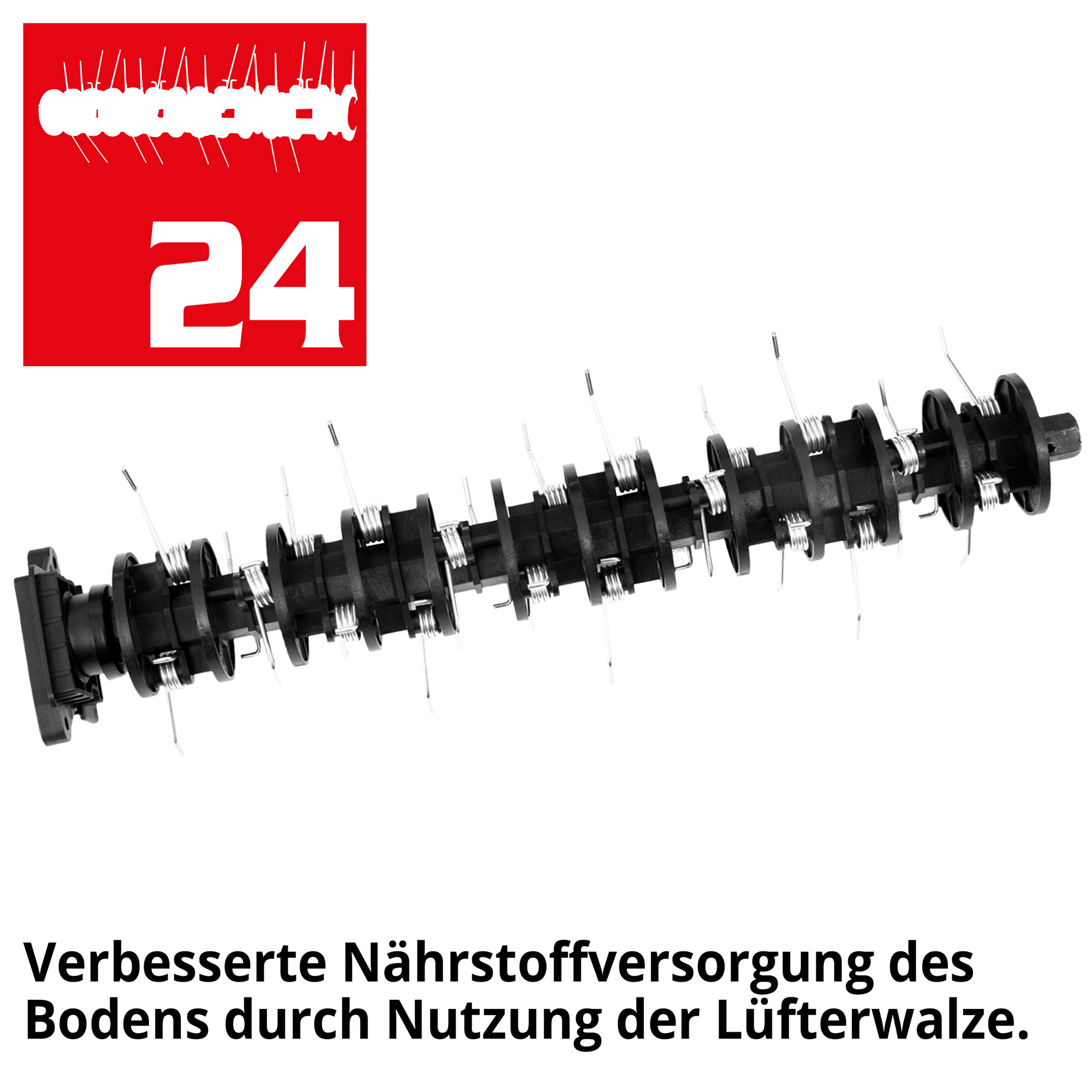 Lüfterwalze 24 Krallen Federzinken Walze Rasenlüfter Zubehör HECHT 5676 Detail