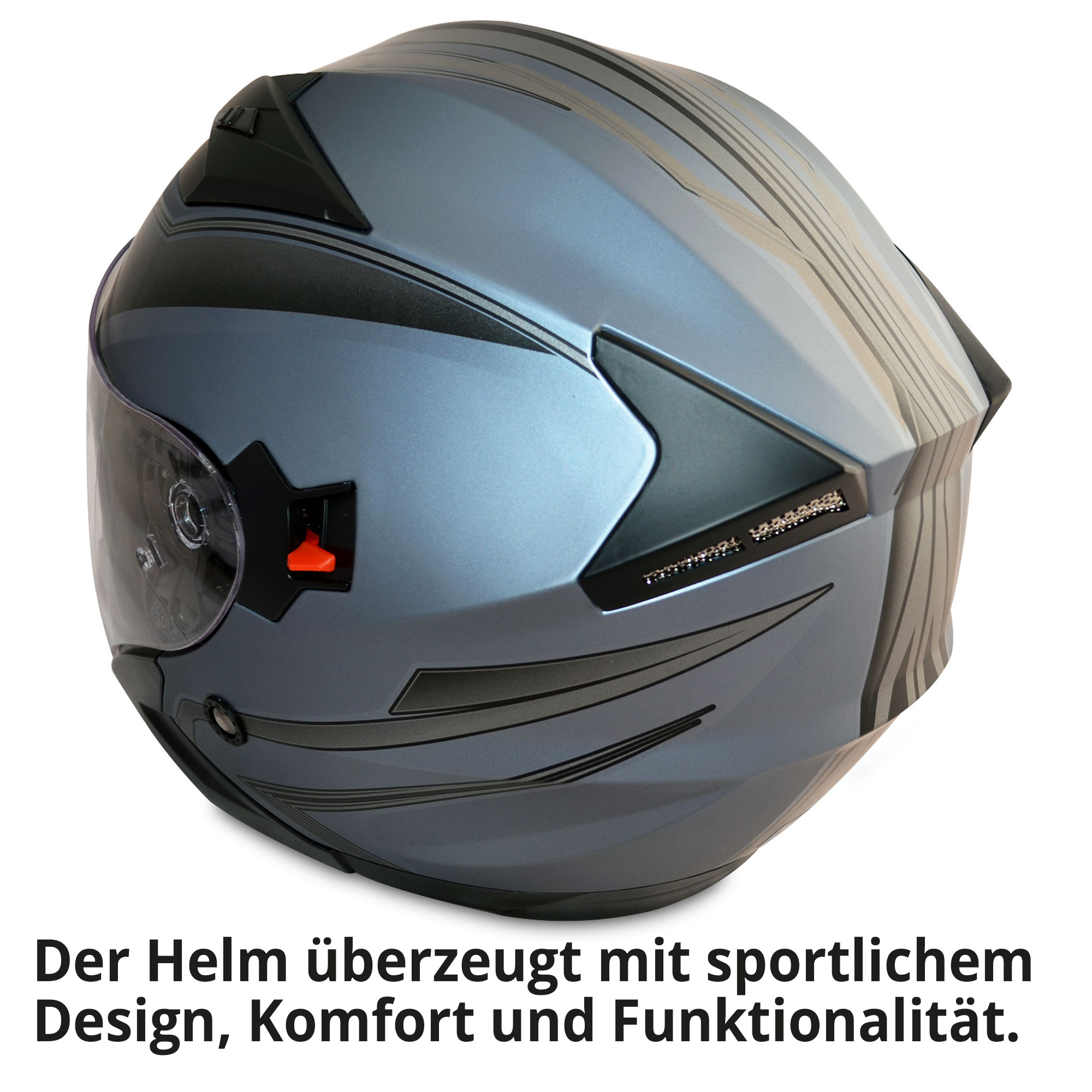 Motorradhelm; sportliches Design, Komfort und Funktionalität