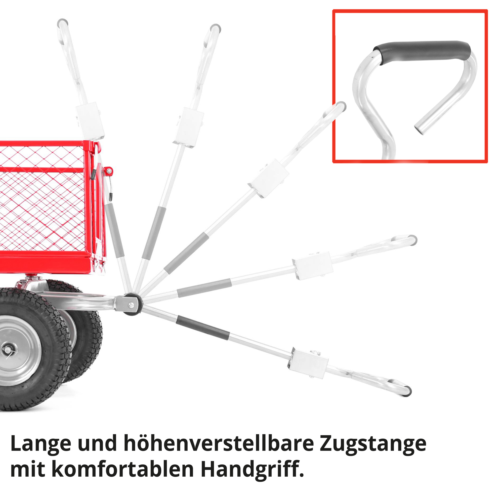 Hecht Transportwagen mit langer und verstellbare Zugstange und Komfortablen Griff 