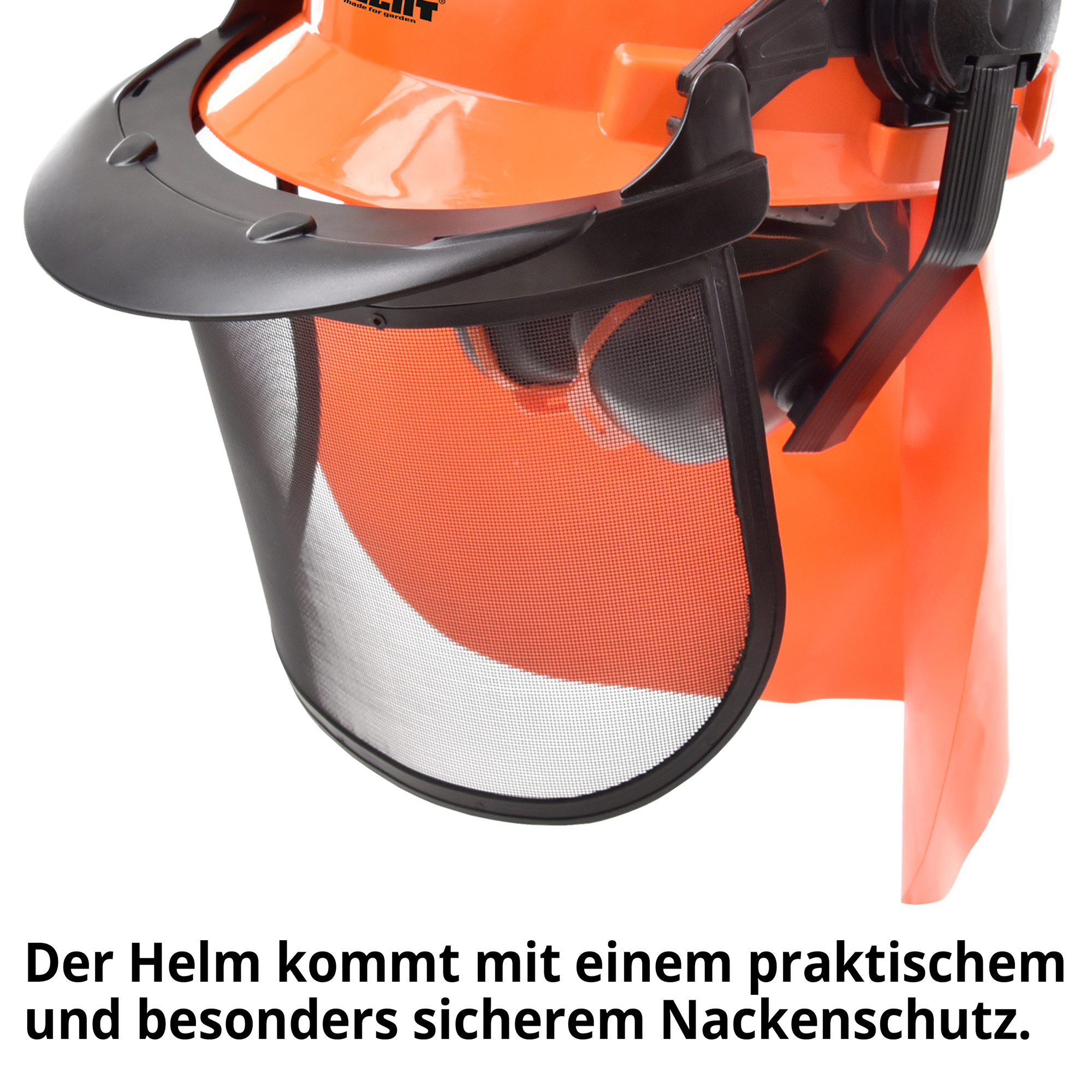 Forstschutzhelm mit praktischem und besonders sicherem Nackenschutz