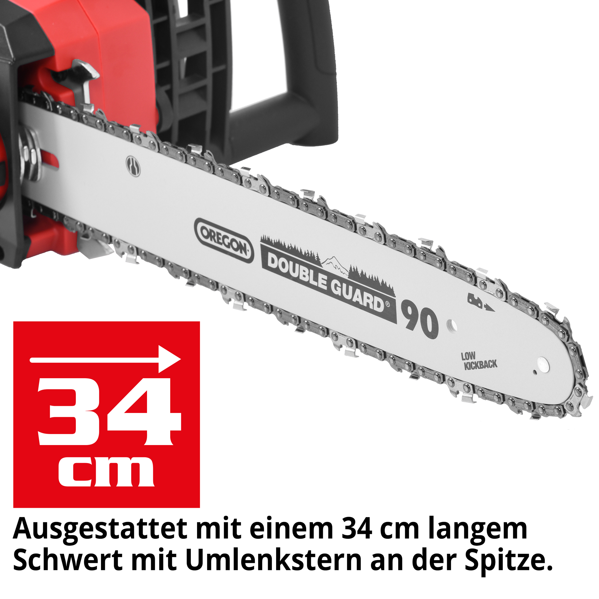Akku Kettensäge; 34 Zentimeter langes Schwert