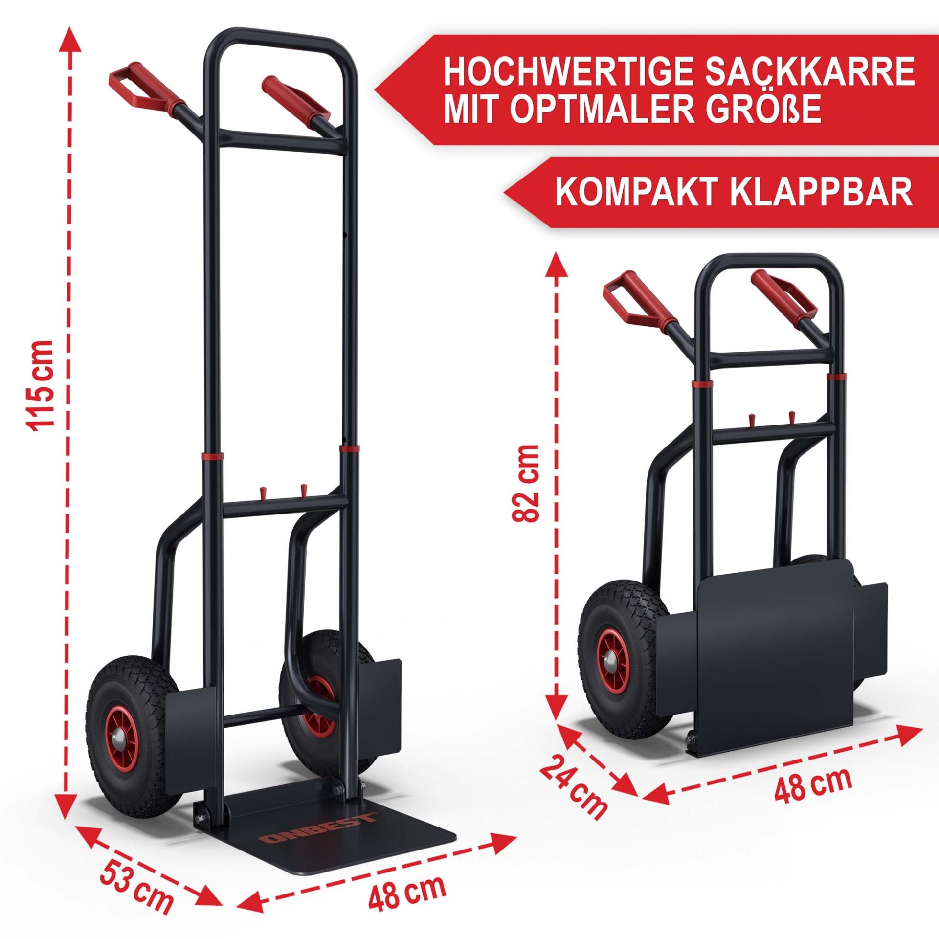 Sackkarre klappbar - hochwertige Sackkarre mit optimaler Größe, kompakt Klappbar