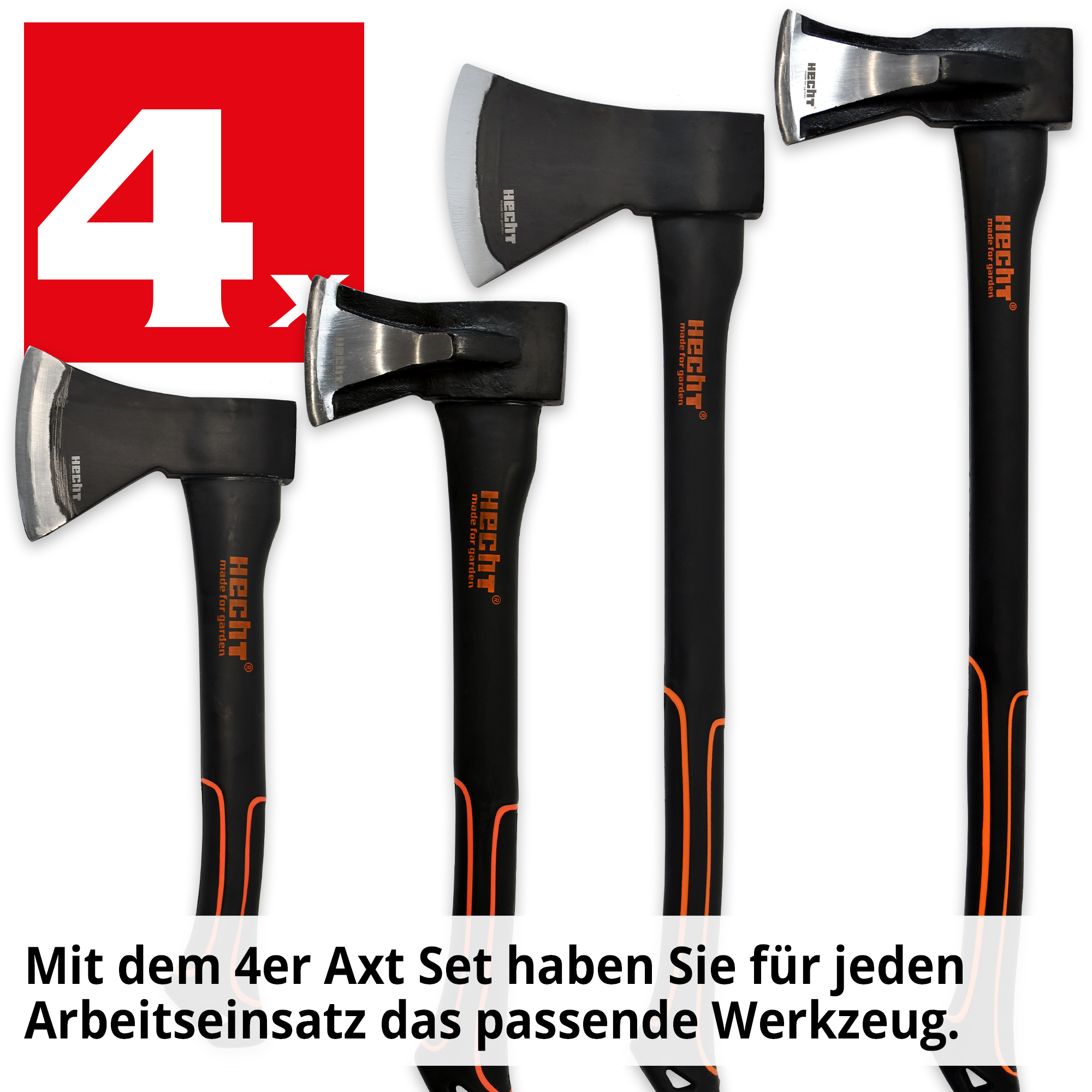 HECHT 4er Axt Set »Nr. 3« Axt-Set für jedes Arbeitsfeld