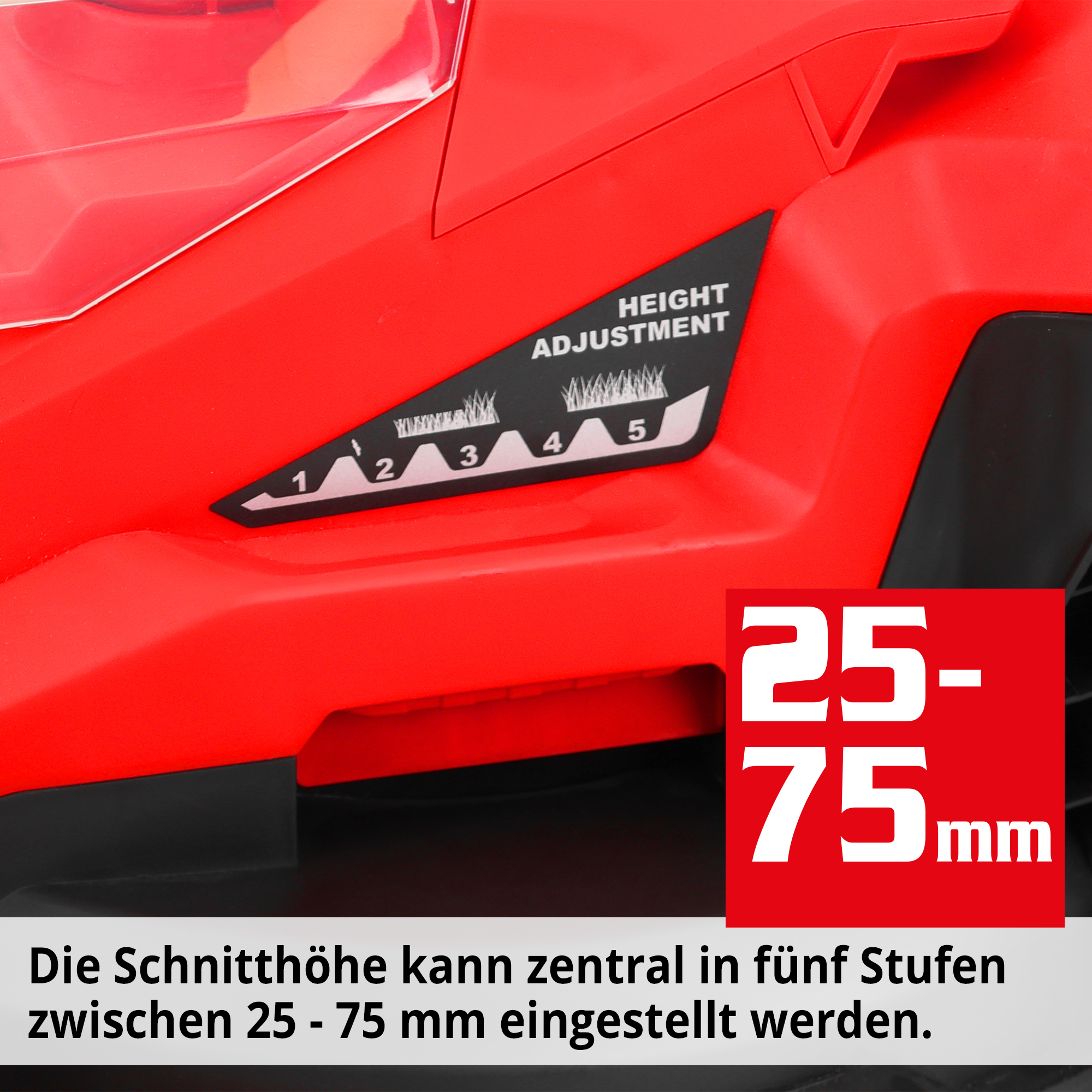 Akku-Rasenmäher mit 5-fach Stufenschnittverstellung für das optimale Ergebnis 