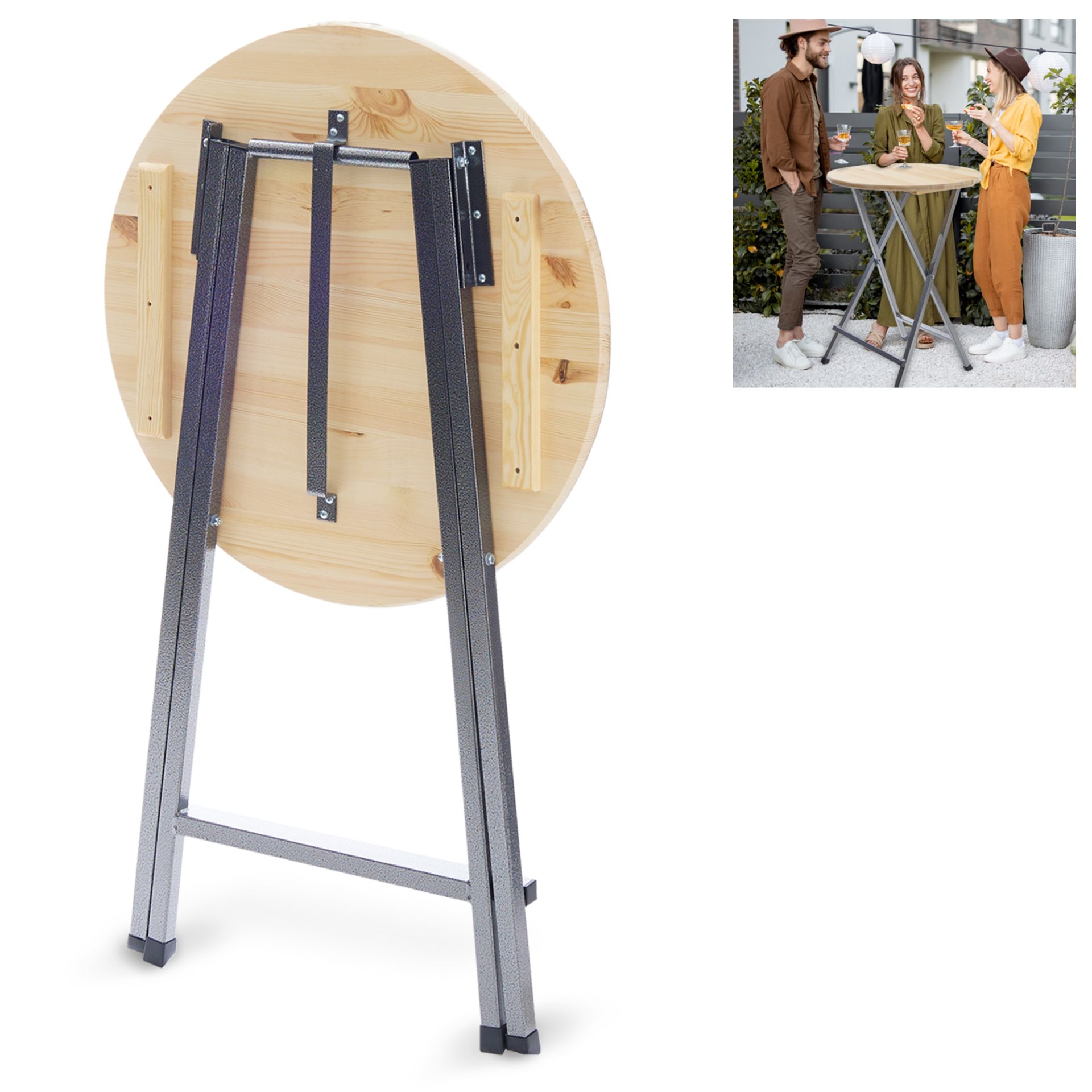 Stehtisch mit Holzplatte - Ideal für Gartenpartys