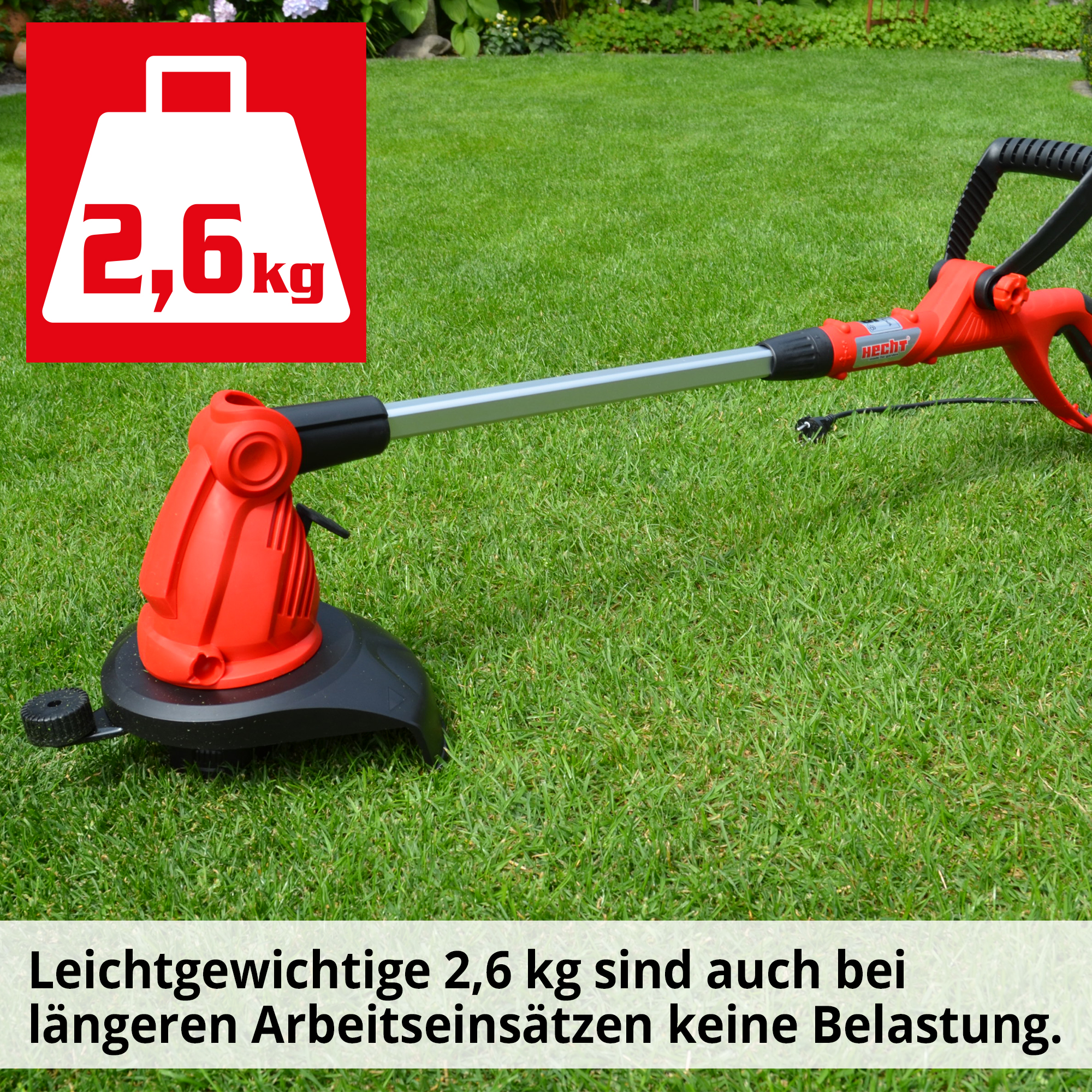 Rasentrimmer; geringes Gewicht mit nur 2,6 Kilogramm