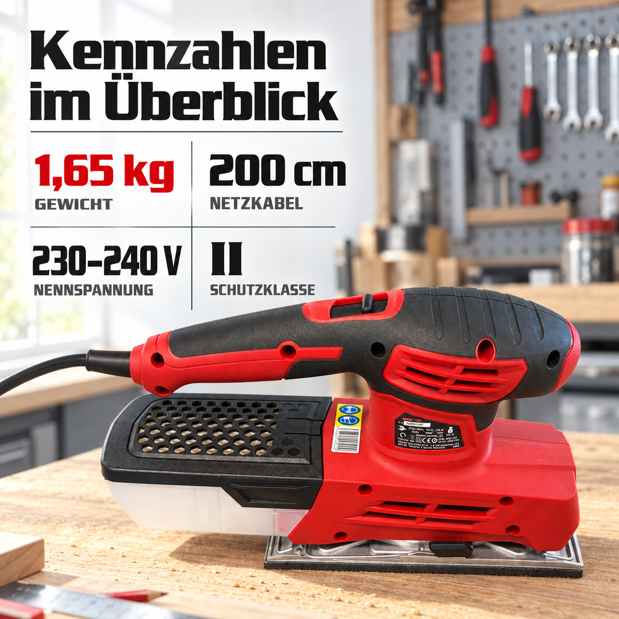 Elektro-Schwingschleifer: Leichte 1,65 kg und 200 cm langes Netzkabel (Dieses Bild wurde mit Hilfe von KI generiert.)