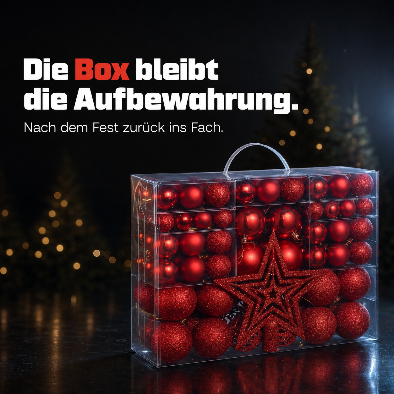 ONBEST Weihnachtskugeln: Praktische Aufbewahrungsbox für das Set (Dieses Bild wurde mit Hilfe von KI generiert.)