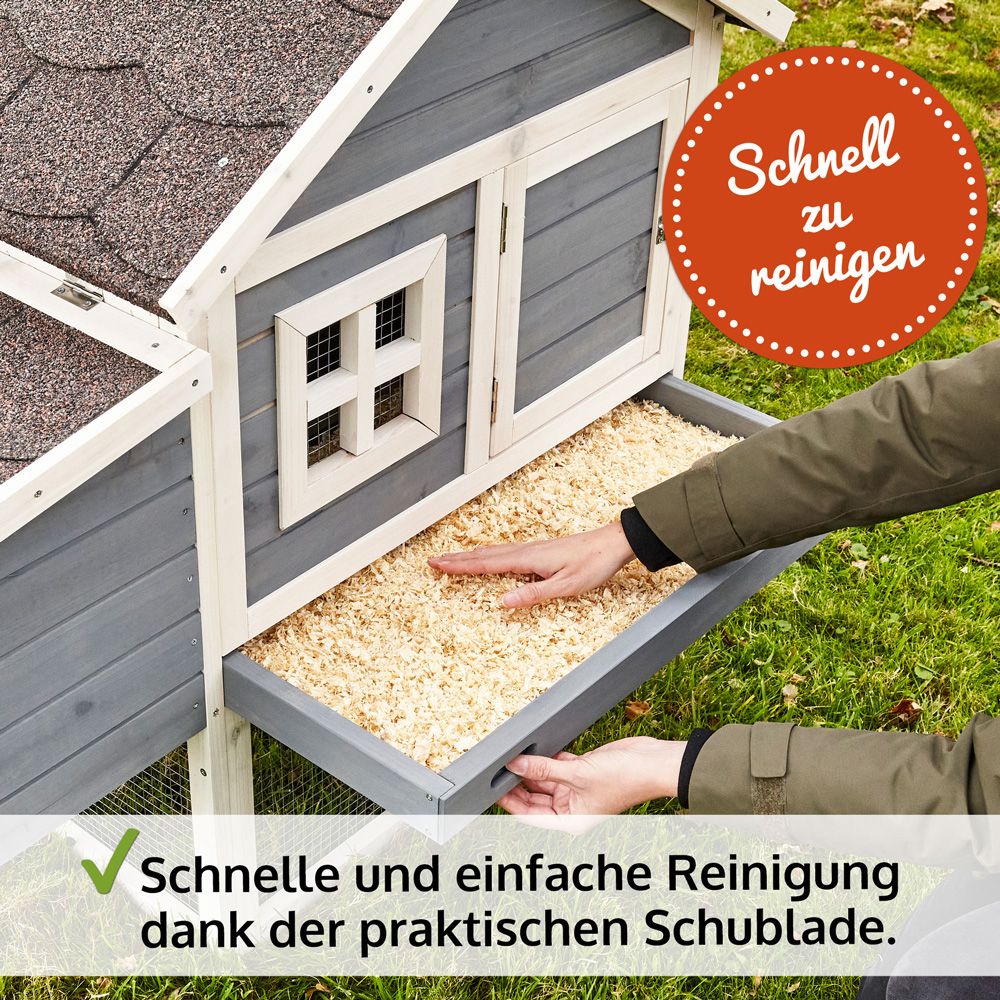 Hühnervoliere Hühnerglück; Kotschublade zur einfachen Reinigung