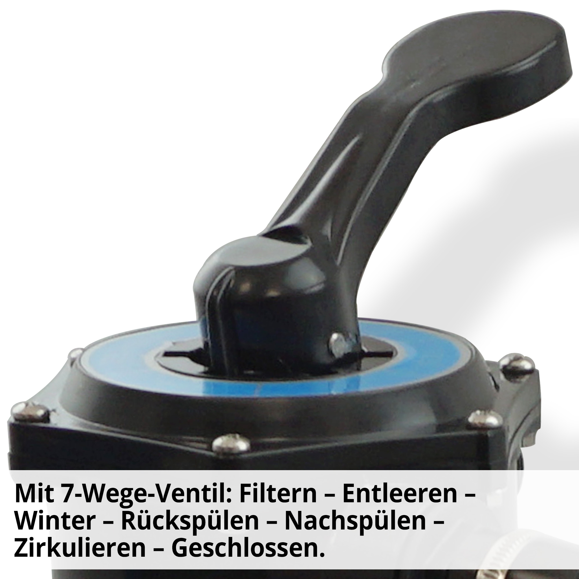 Hecht 302200 Sandfilteranlage mit 7-Wege-Ventil: Filtern- Entleeren- Winter- Rückspülen- Nachspülen- Zirkulieren- Geschlossen