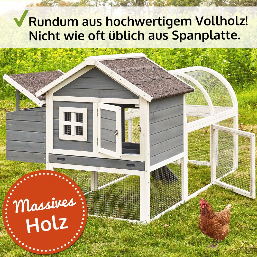 Hühnervoliere Hühnerglück; massives Holz