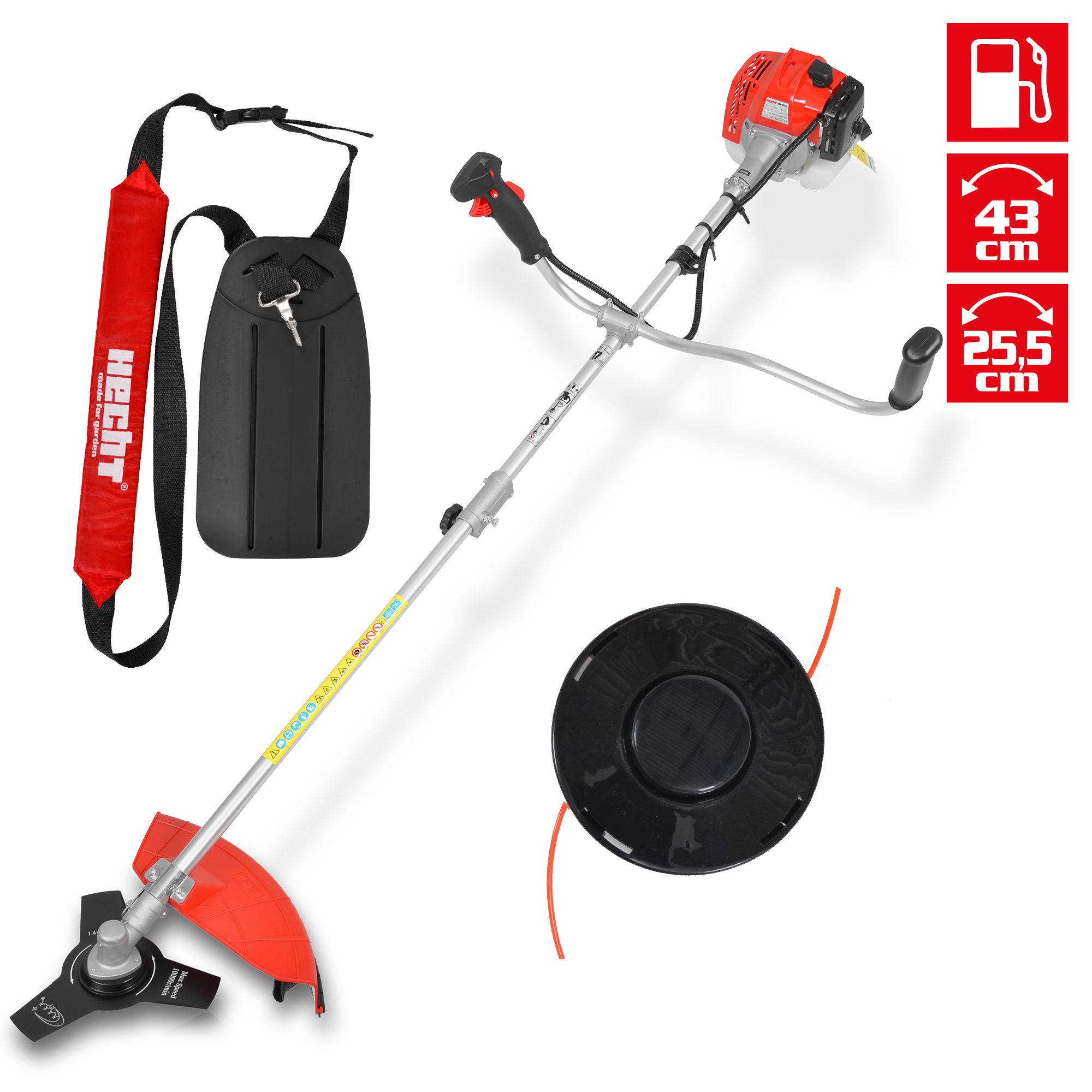 Hecht Freischneider Benzin 129 BTS  mit 25 cm 3-Zahn-Messer und Schultergurt 