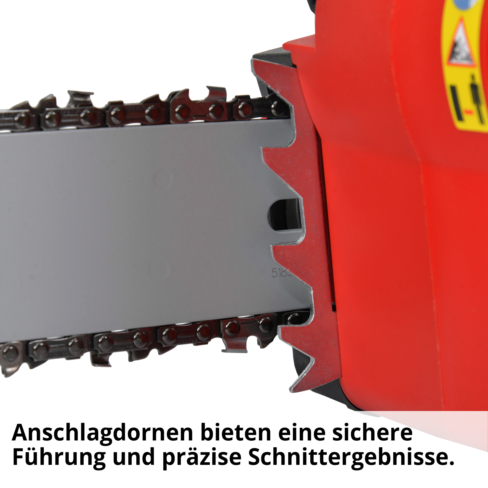 Akku Kettensäge; Anschlagdornen für sichere Führung und präzise Schnittergebnisse Akku Kettensäge; Anschlagdornen für sichere Führung und präzise Schnittergebnisse