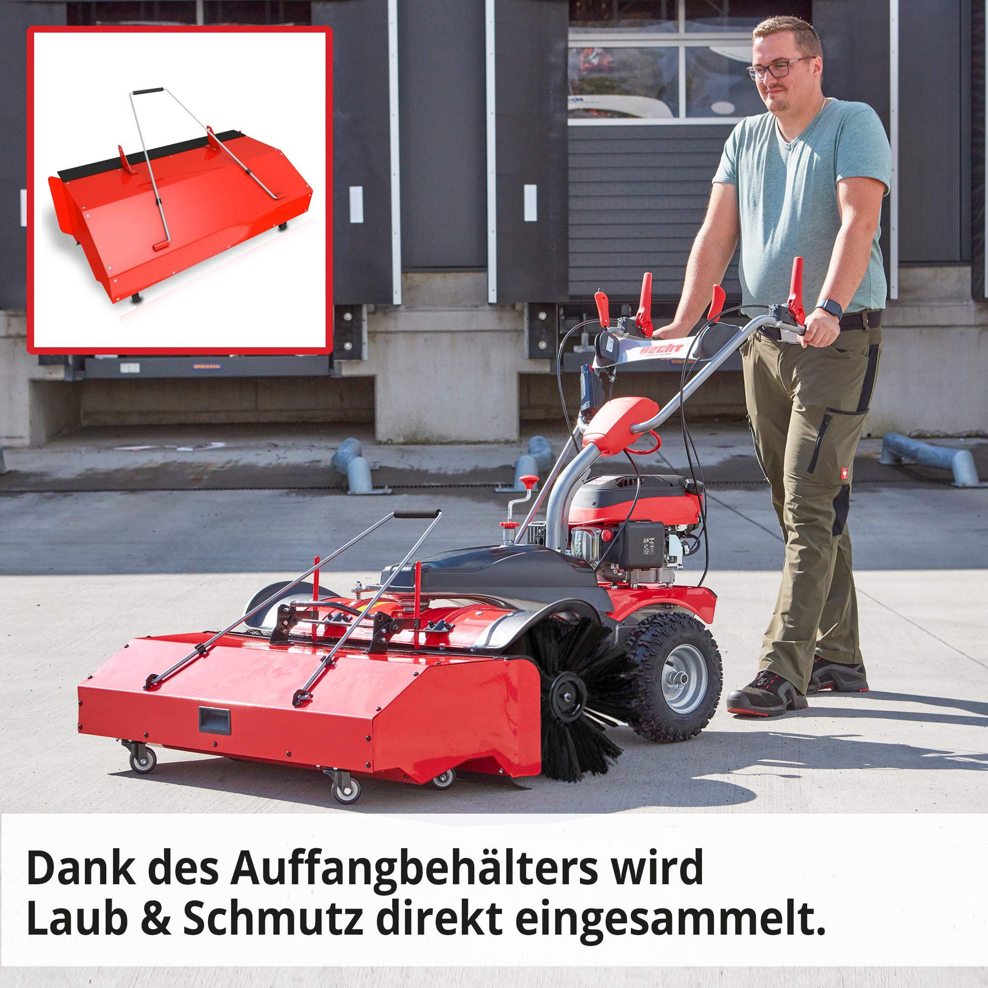 HECHT Benzin Kehrmaschine 8101 S Kehrmaschinen - Laub und Schmutz werden direkt im praktischen großen Auffangbehälter gesammelt