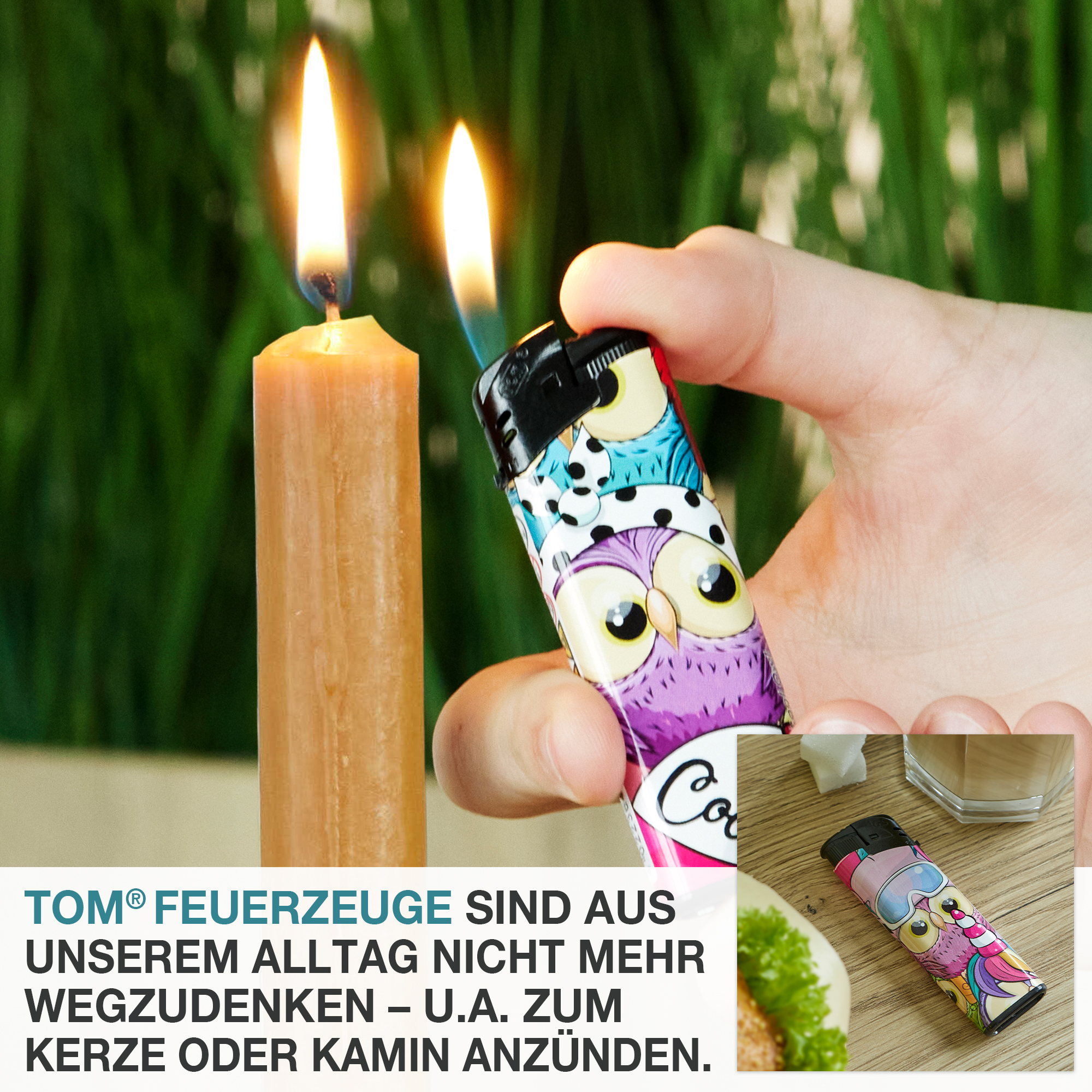 Eulen Motiv Feuerzeug TOM Cool Owl – Soft-Flame Technik mit Design