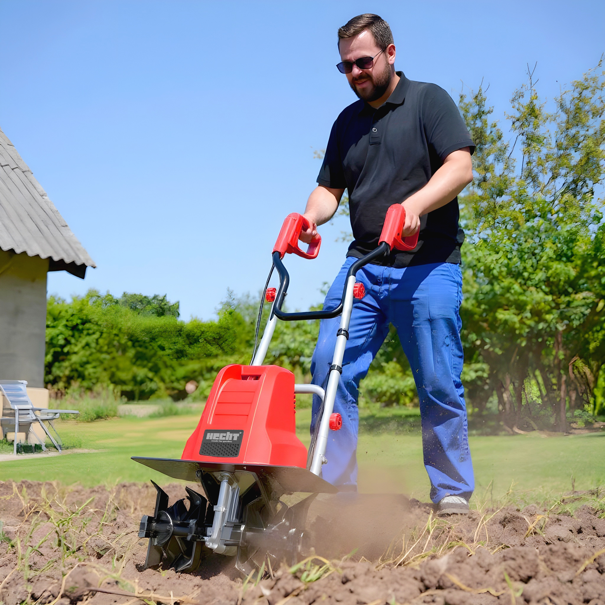 Elektro Gartenhacke HECHT 748 mit 6 Messern und 22 cm Arbeitstiefe