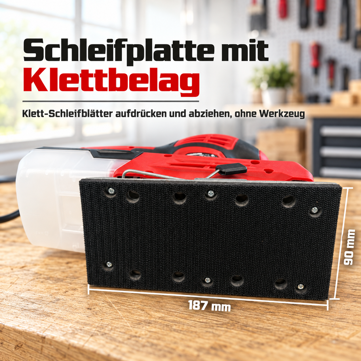HECHT Schleifplatte: 187x90 mm mit Klettbelag für schnellen Wechsel (Dieses Bild wurde mit Hilfe von KI generiert.)