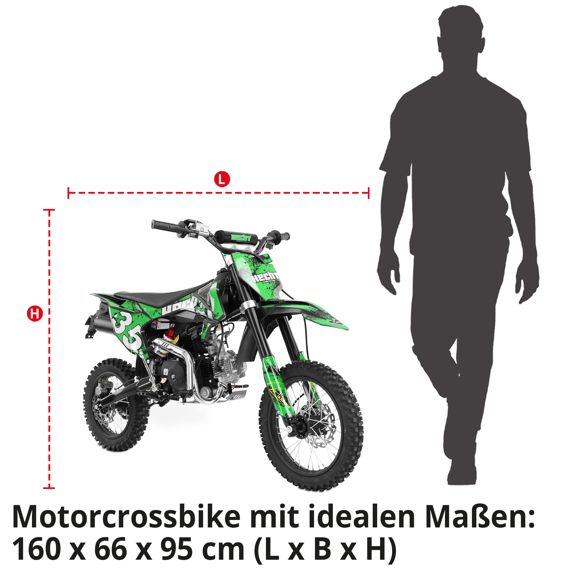 Hecht Motorcrossbike grün mit idealen Maßen