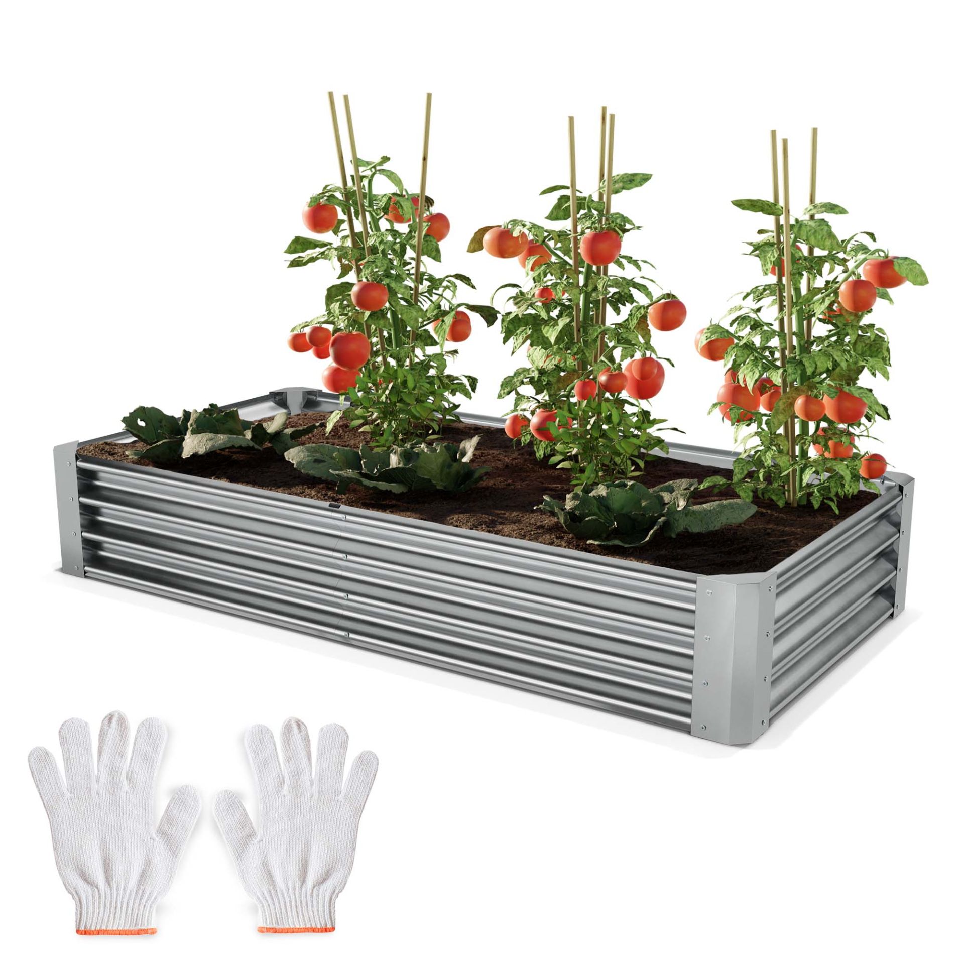 Hochbeet Stahl Silber M - Inklusive Handschuhe