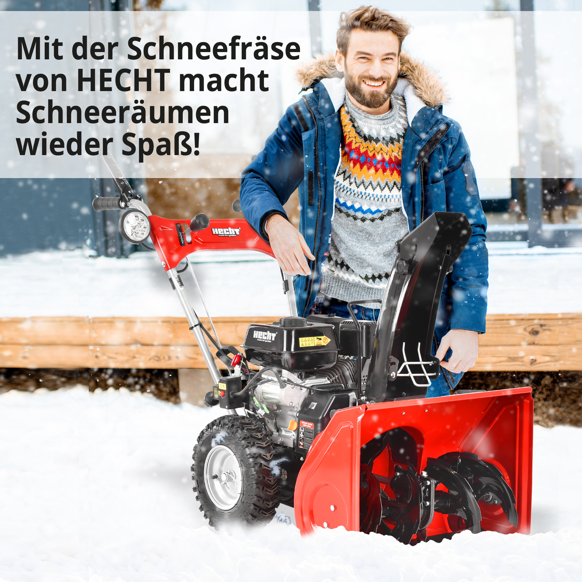 Hecht Benzin-Schneefräse 9555 macht arbeiten wieder spaß 