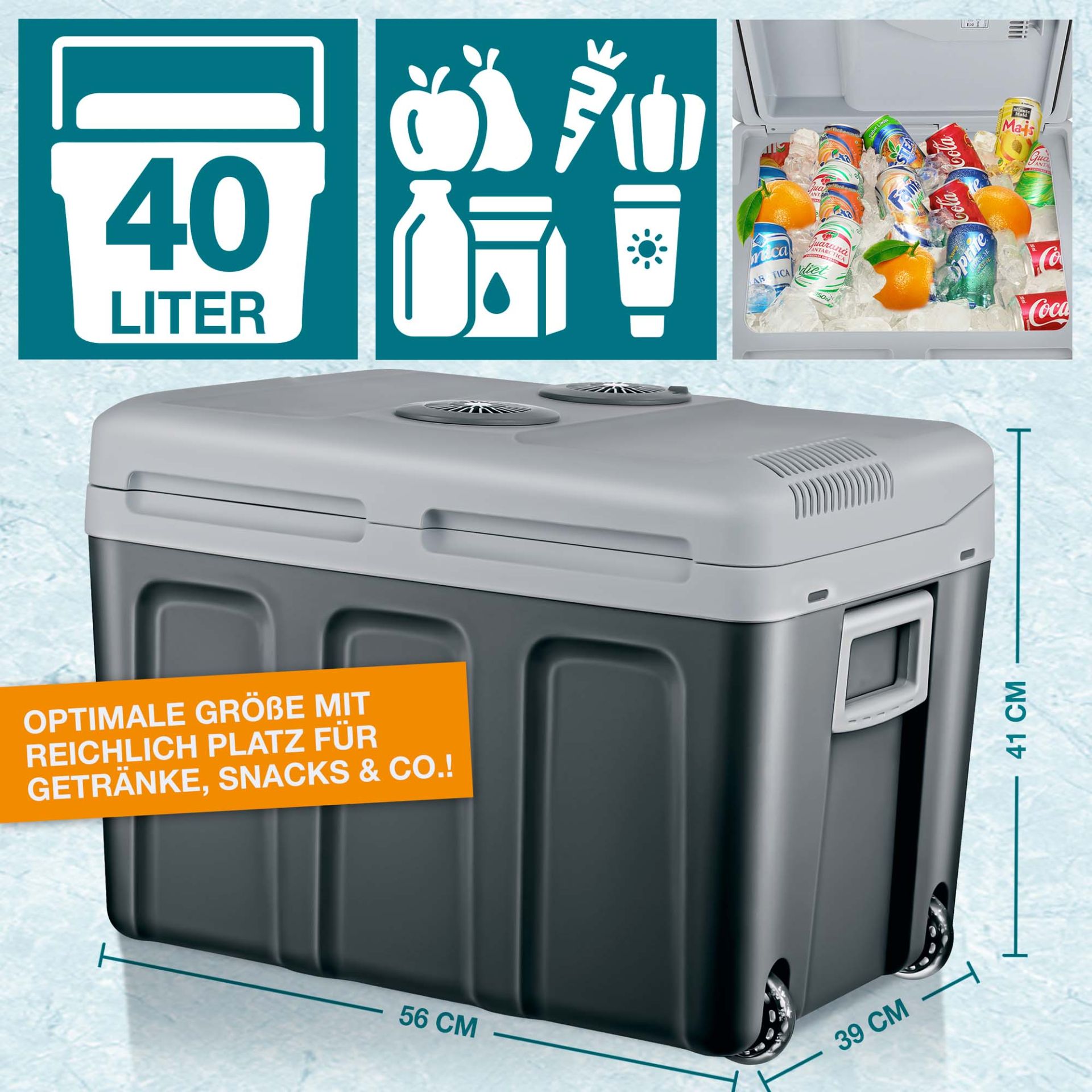 TOM Kühlbox CB-400; 39 x 56 x 41 Zentimeter, 40 Liter