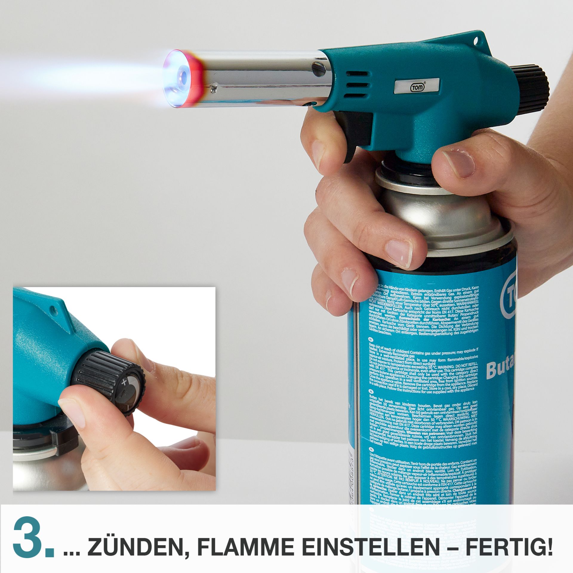 TOM Lötbrenner GB-227 mit integrierter Zündung und stufenlos regulierbarer Flamme