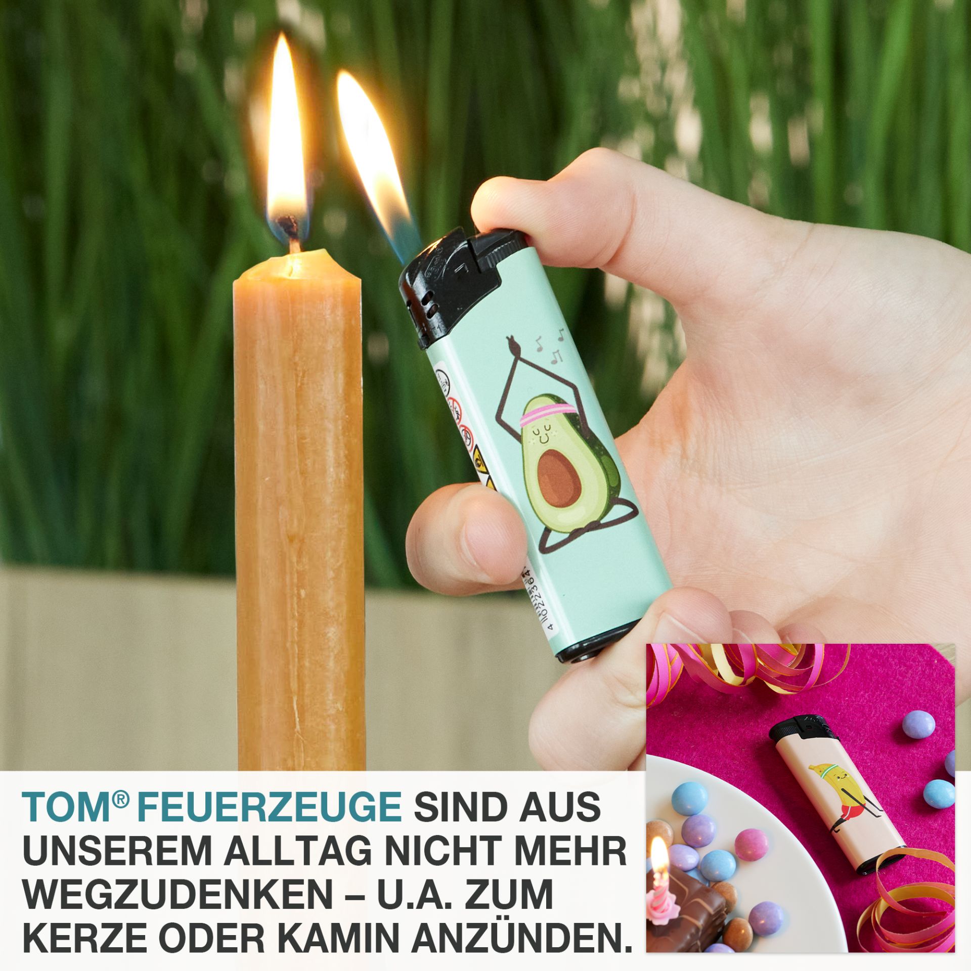 TOM Elektronik Feuerzeug Yoga Fruits; vielseitig verwendbar