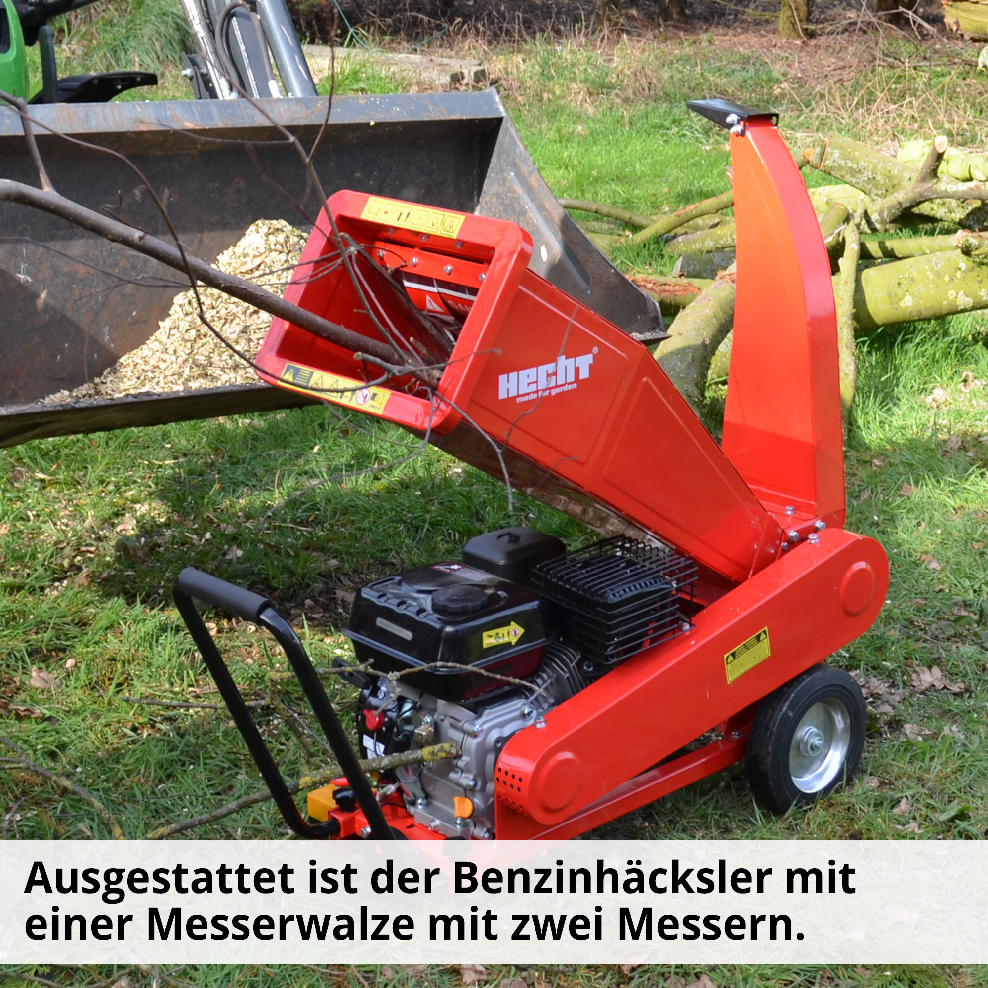 HECHT Benzin Gartenhäcksler 6208 Benzin Gartenhäcksler mit einer Messerwalze