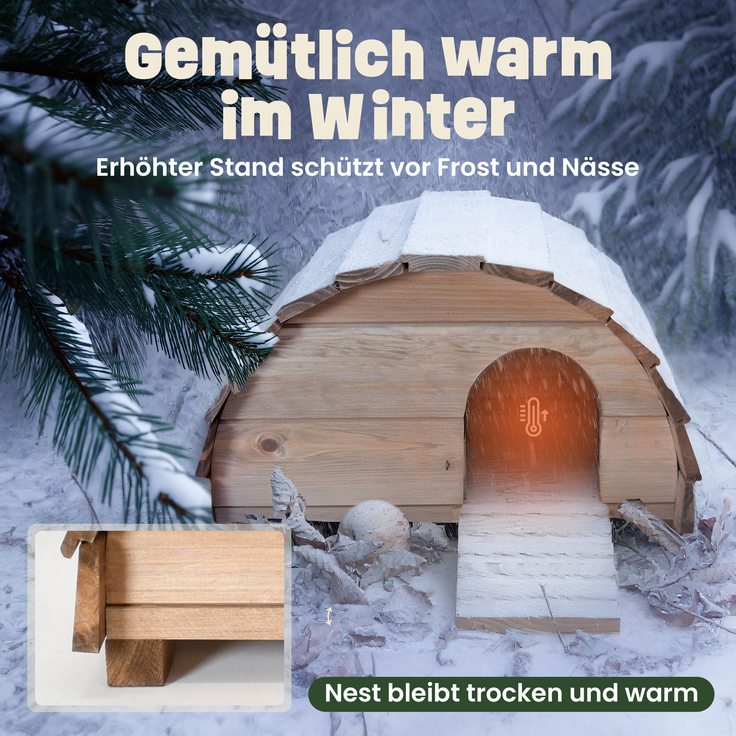 Igelhaus Winter mit Schlafkammer zum sicheren Überwintern von Igeln