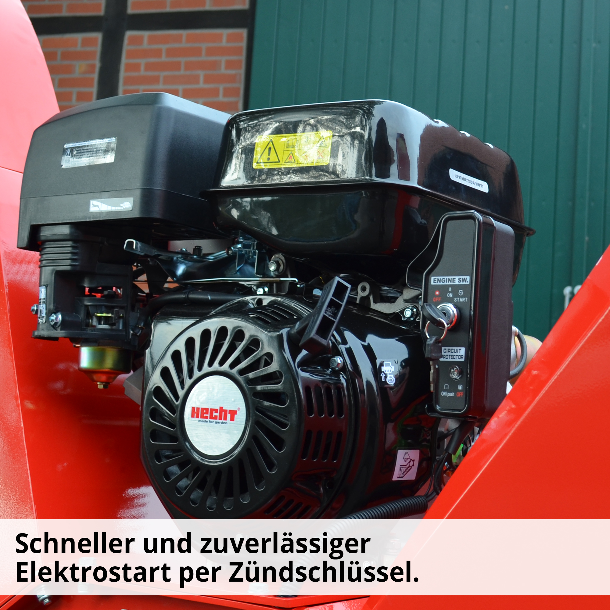 HECHT Benzin Gartenhäcksler 6642 Benzin Gartenhäcksler mit zuverlässigem Zündschlüssel