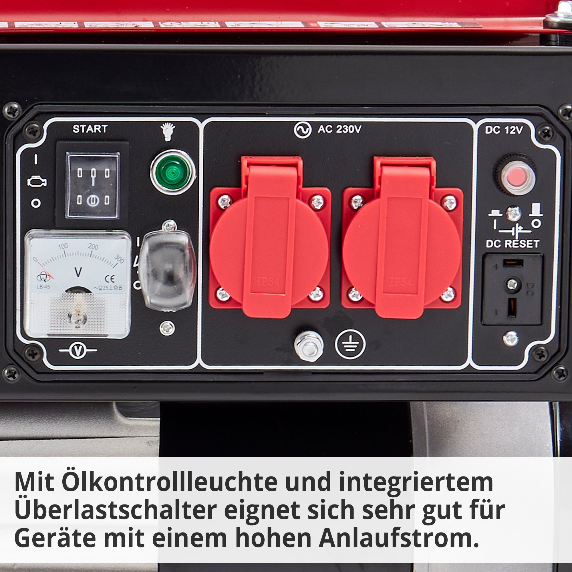 Notstromaggregat Benzin; Mit Ölkontrollleuchte und integriertem Überlastschalter eignet sich sehr gut für Geräte mit einem hohen Anlaufstrom