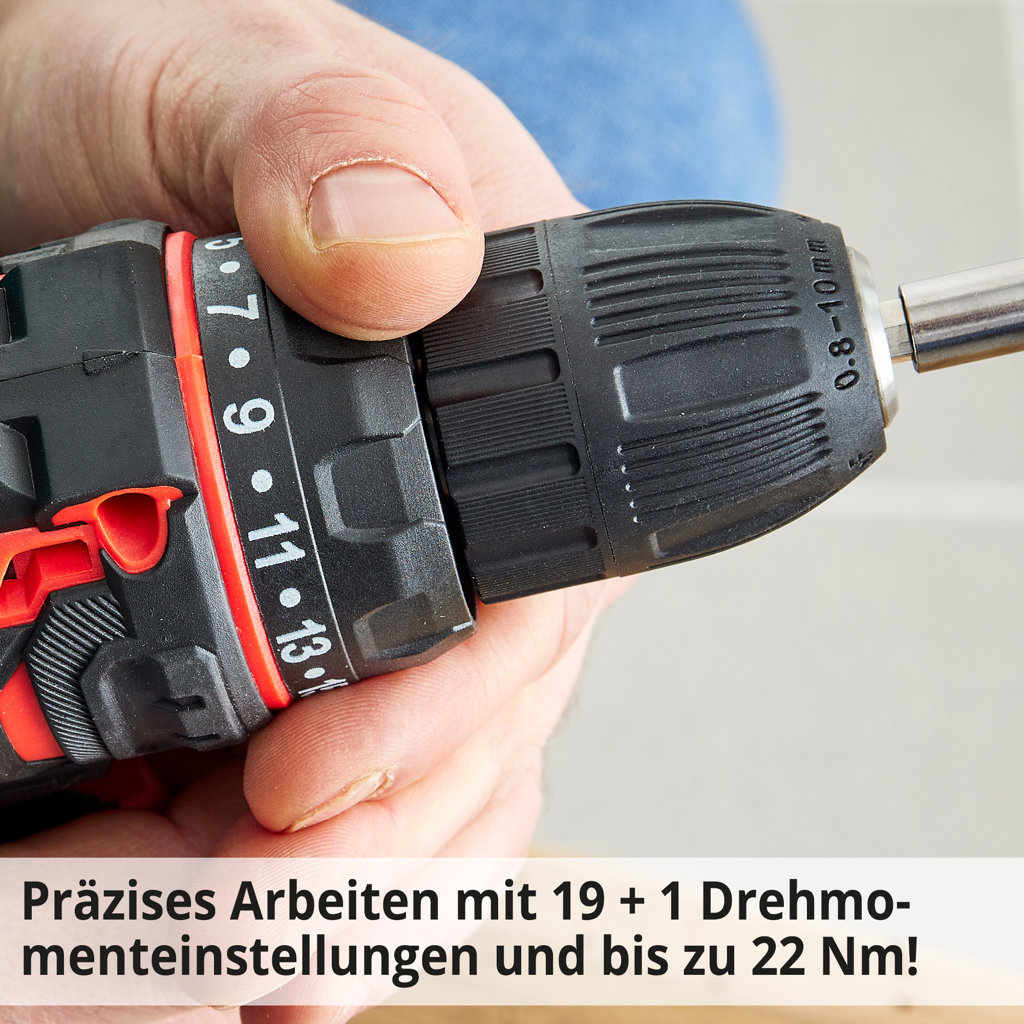 HECHT 1242 Akkuschrauber; Präzises Arbeiten mit 19 + 1 Drehmomenteinstellungen und hoher Drehzahl