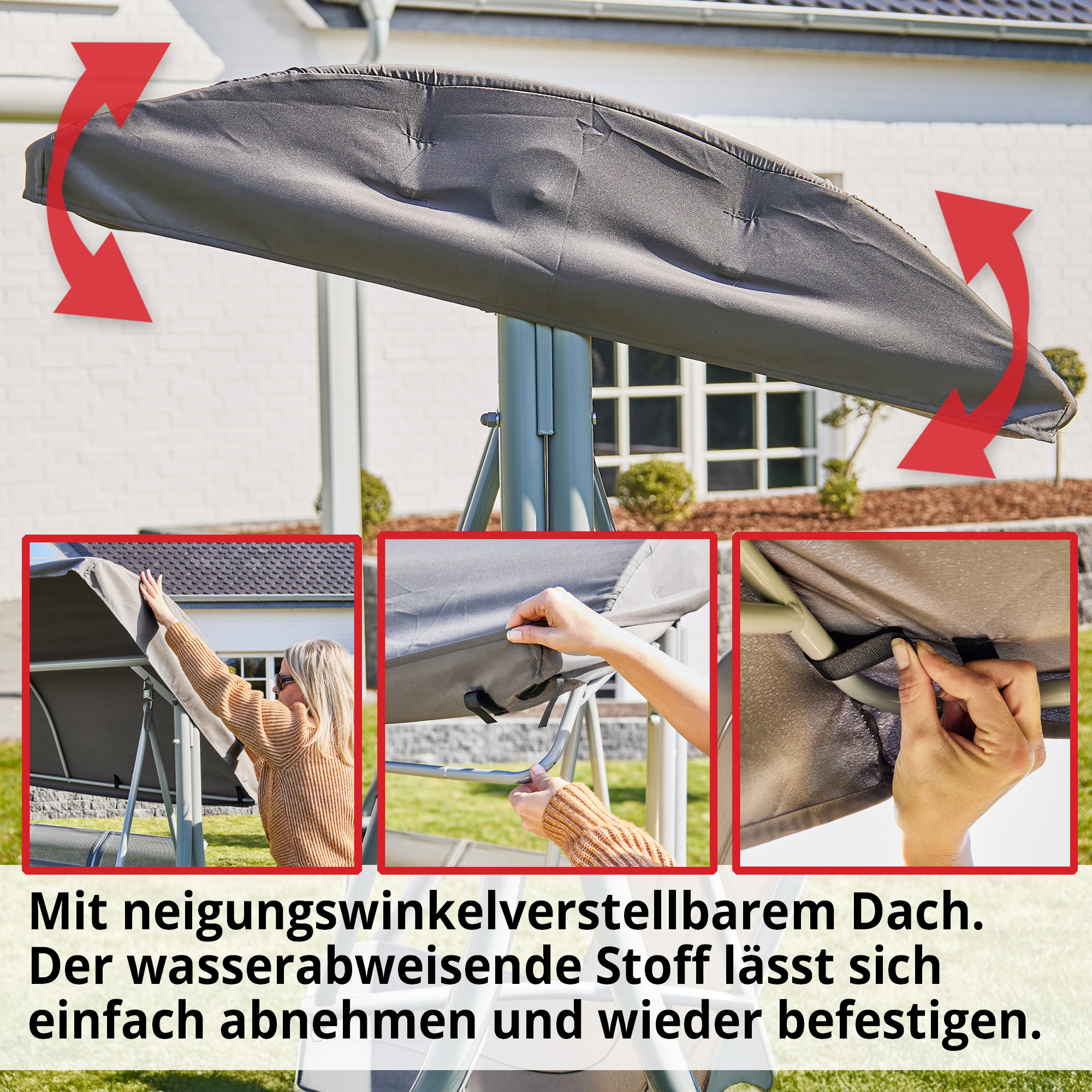 HECHT Hollywoodschaukel »Berlin« Hollywoodschaukel mit verstellbarem Dach 