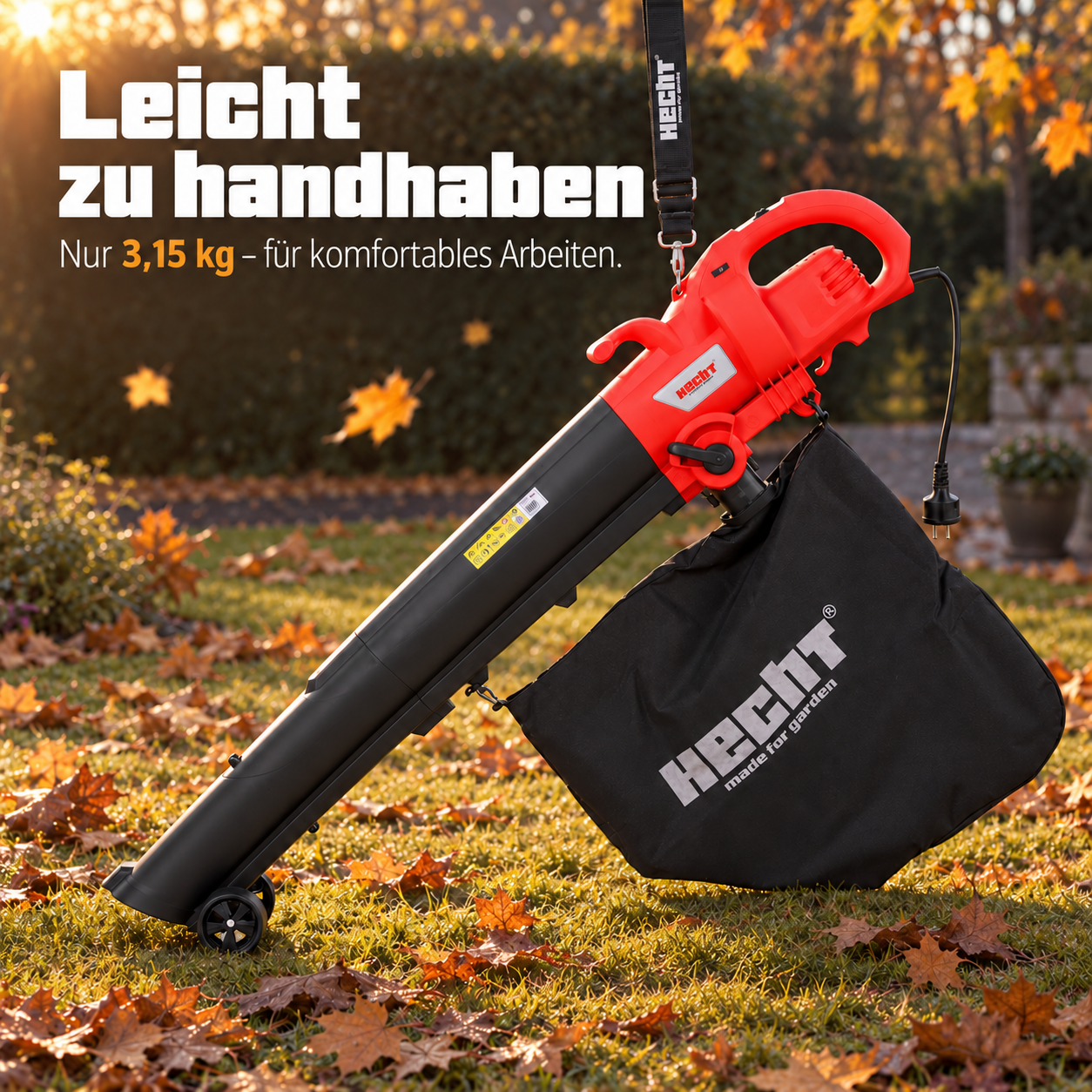 HECHT Laubsauger 3000: Mit nur 3,15 kg sehr leicht und komfortabel (Dieses Bild wurde mit Hilfe von KI generiert.)