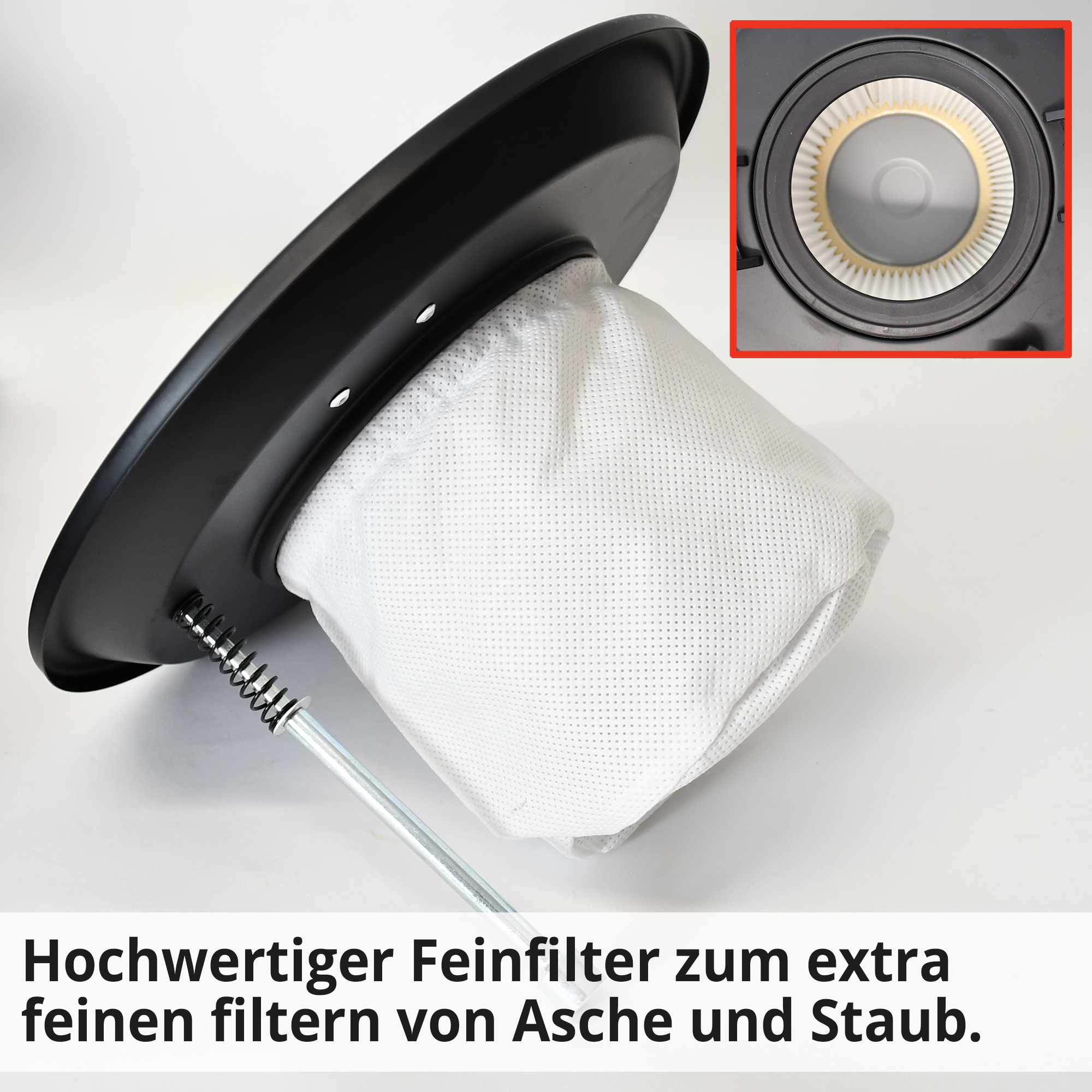 HECHT 22E Aschesauger mit hochwertigem Feinfilter zum extra feinen filtern von Asche und Staub