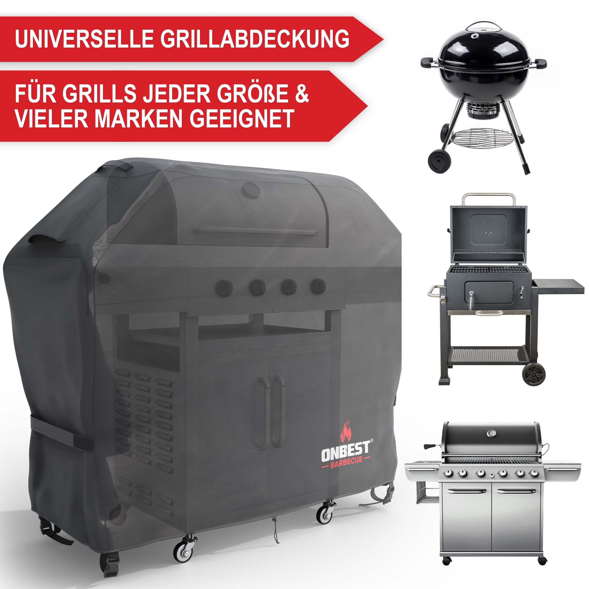 Grill Abdeckhaube M - Universelle Grillabdeckung, für Grills in jeder Größe und für viele Marken geeignet