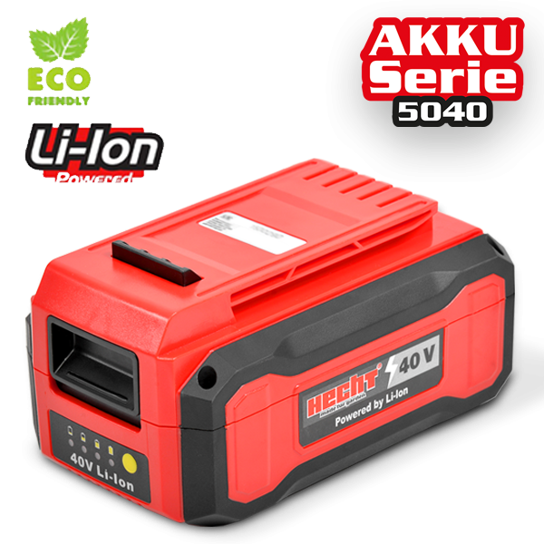 Hecht 005040B li-Ion 40 Vlt Akku in Rot Schwarz und für alle Hecht Geräte mit Akku-Serie 5040 
