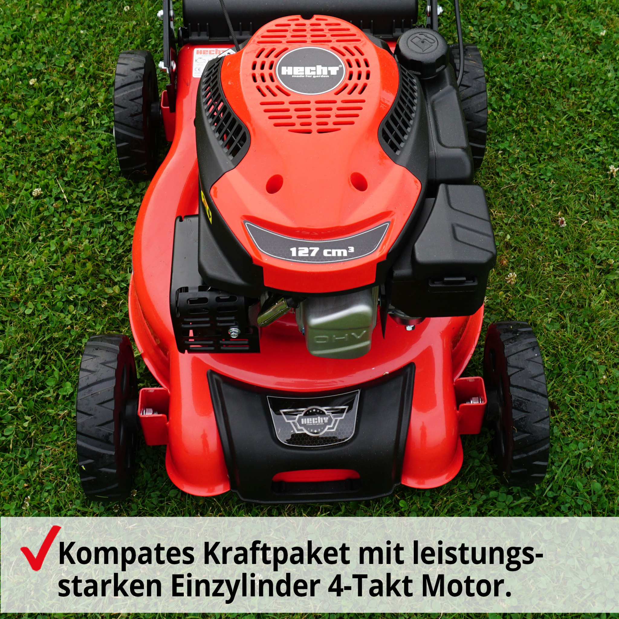Der 4-Takt-Rasenmäher HECHT 540 punktet mit kraftvollem Motor und leisem Lauf.