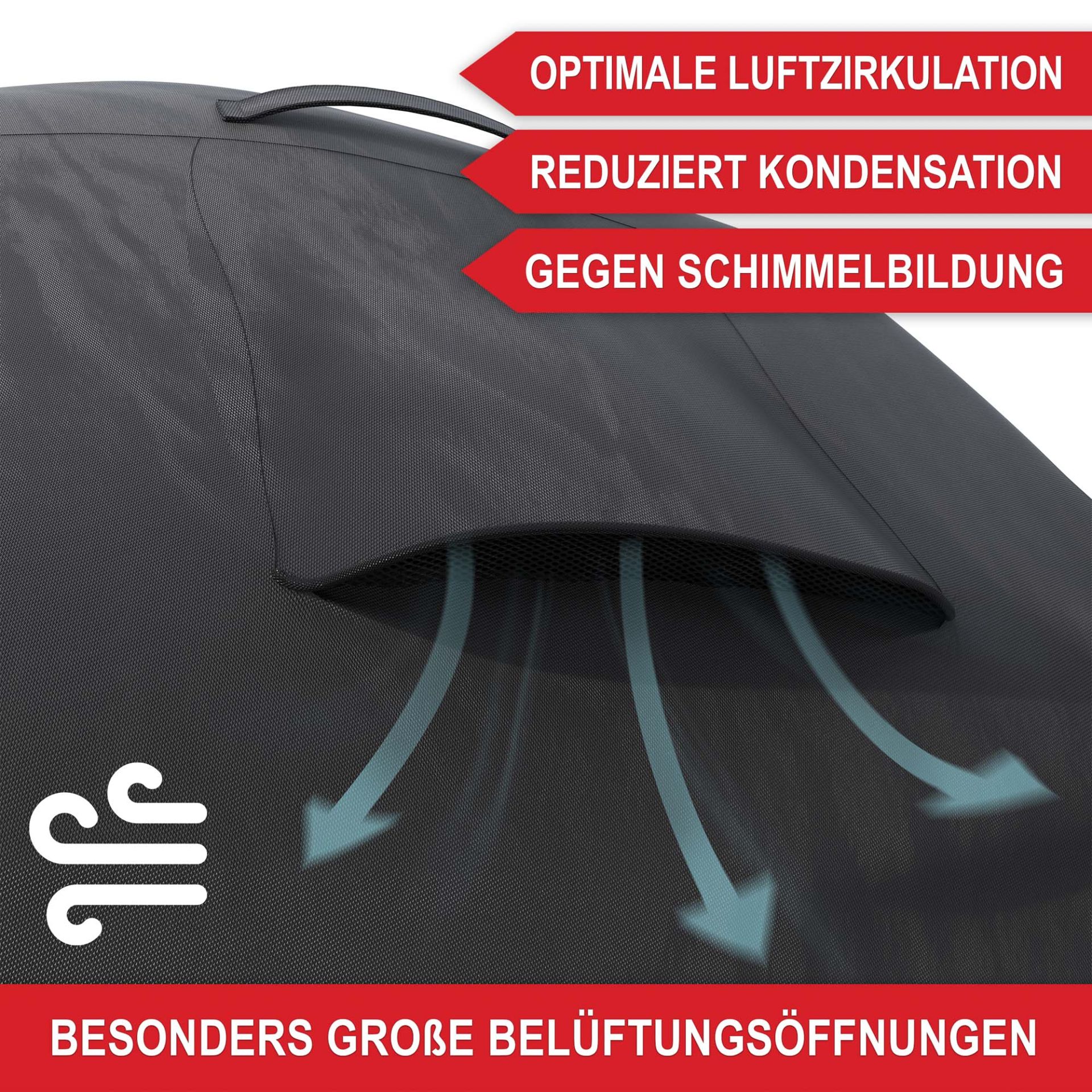 Grill Abdeckhaube M - optimale Luftzirkulation, reduzierte Kondensation, gegen Schimmelbildung, besonders große Belüftungsöffnungen