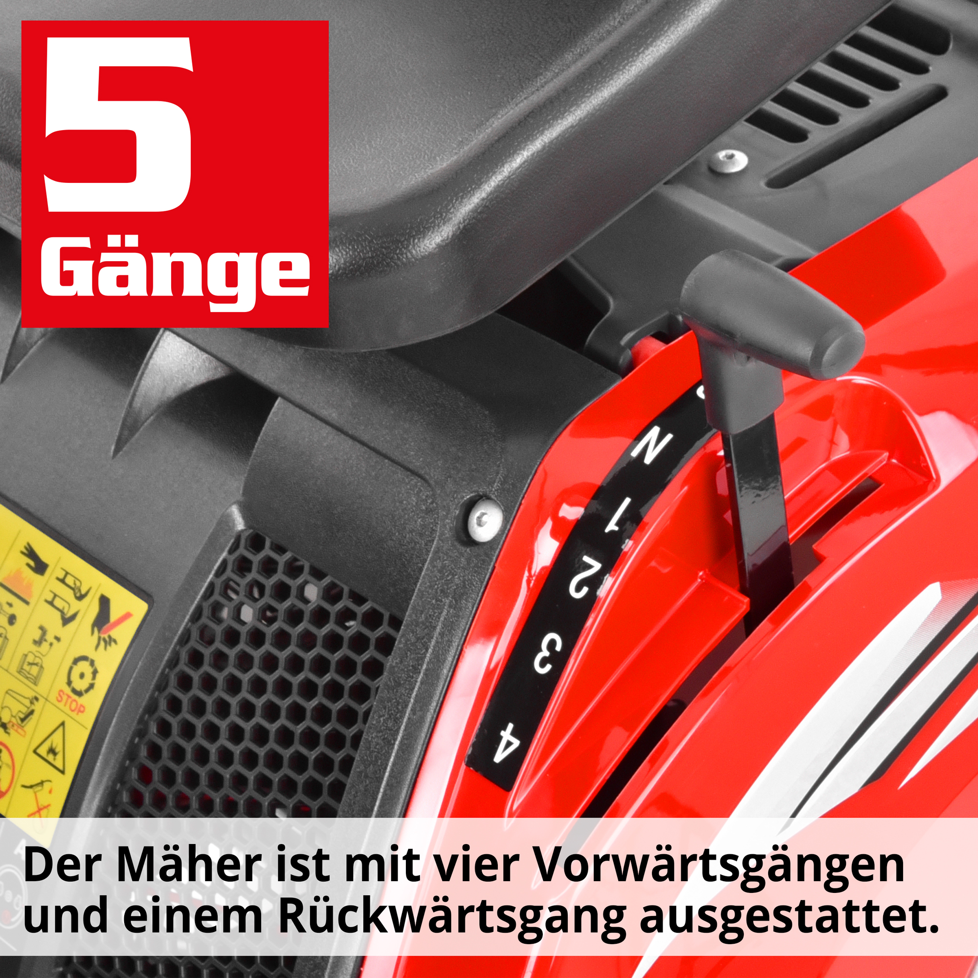 Benzin Aufsitzmäher mit robusten 5 Gang Getriebe 