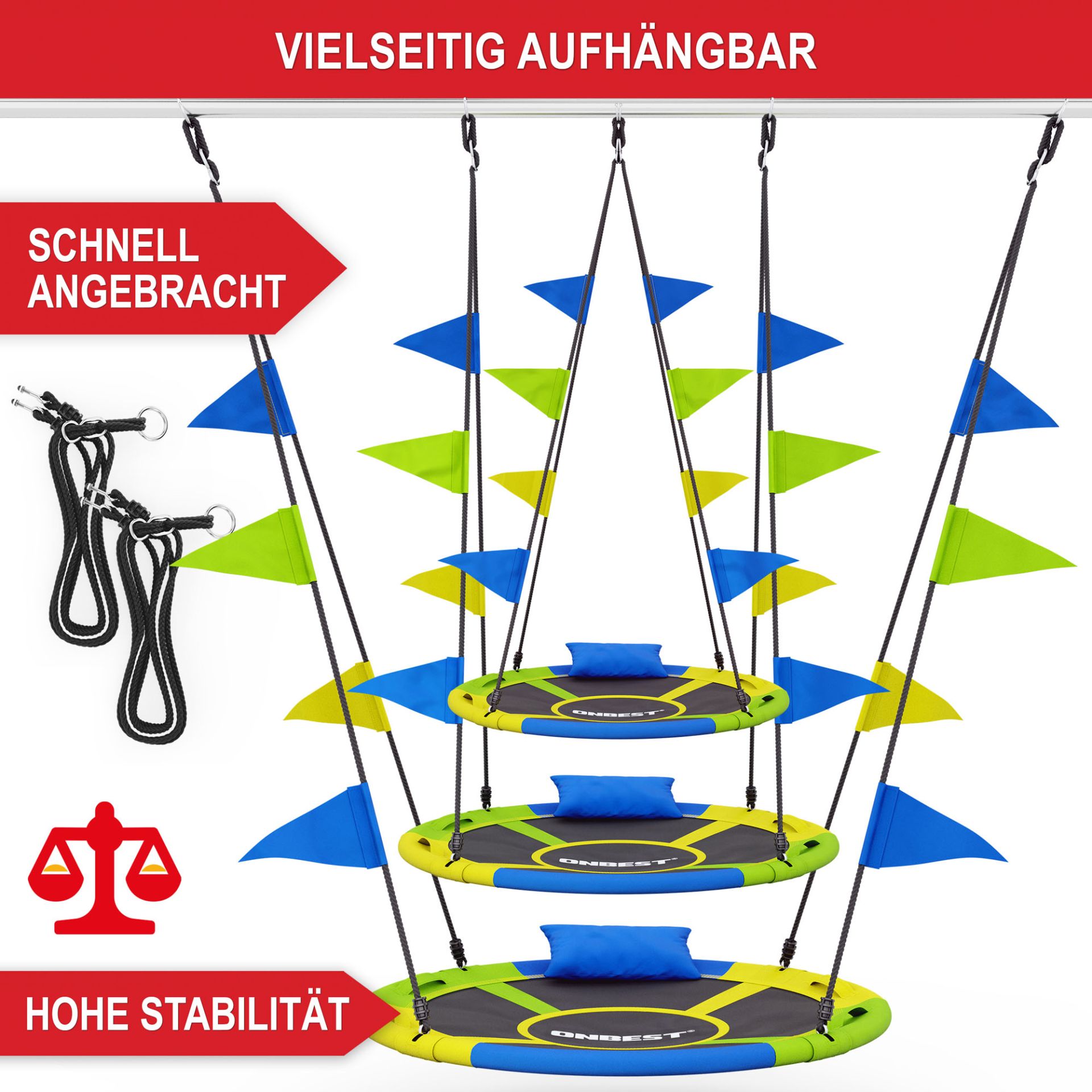 Nestschaukel - Vielseitig aufhängbar, schnell angebracht, hohe Stabilität