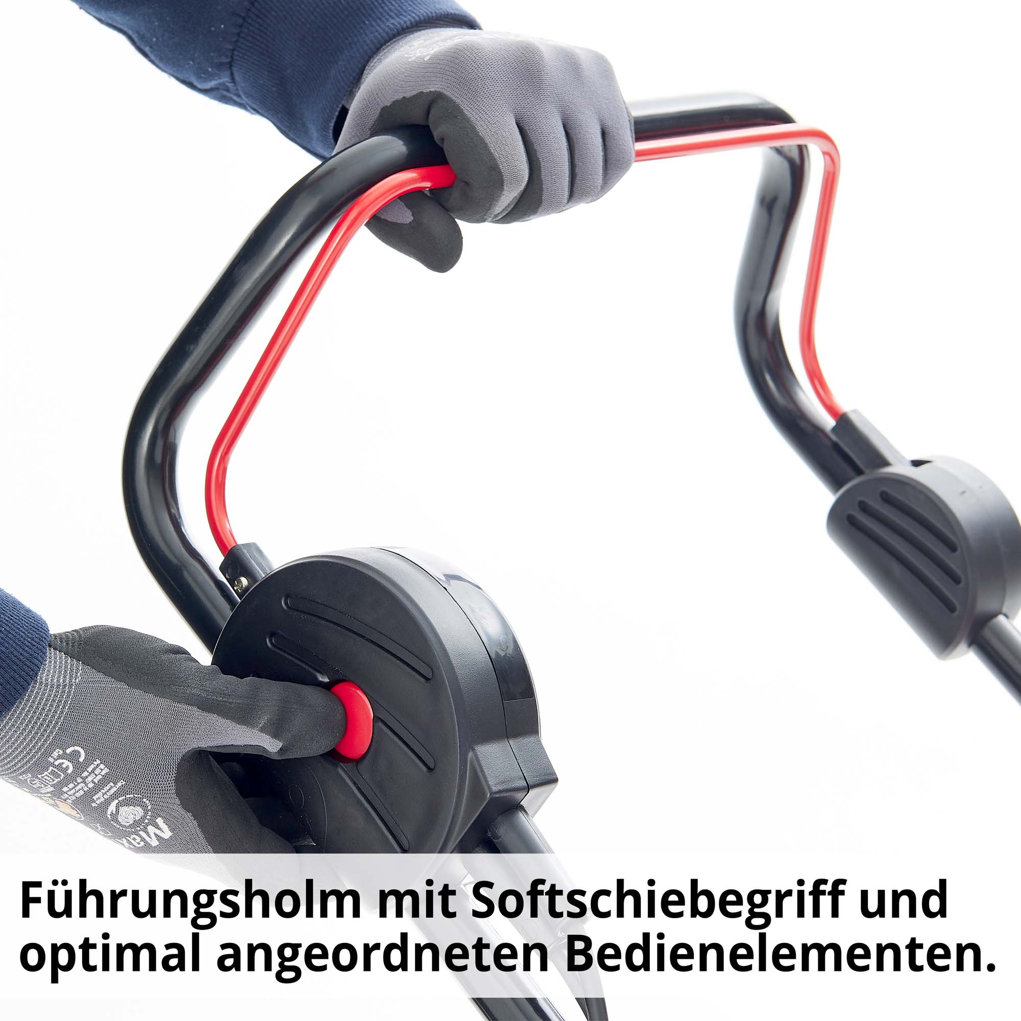Elektro-Rasenmäher mit Softschiebegriff am Führungsholm und idealen Bedienelementen 