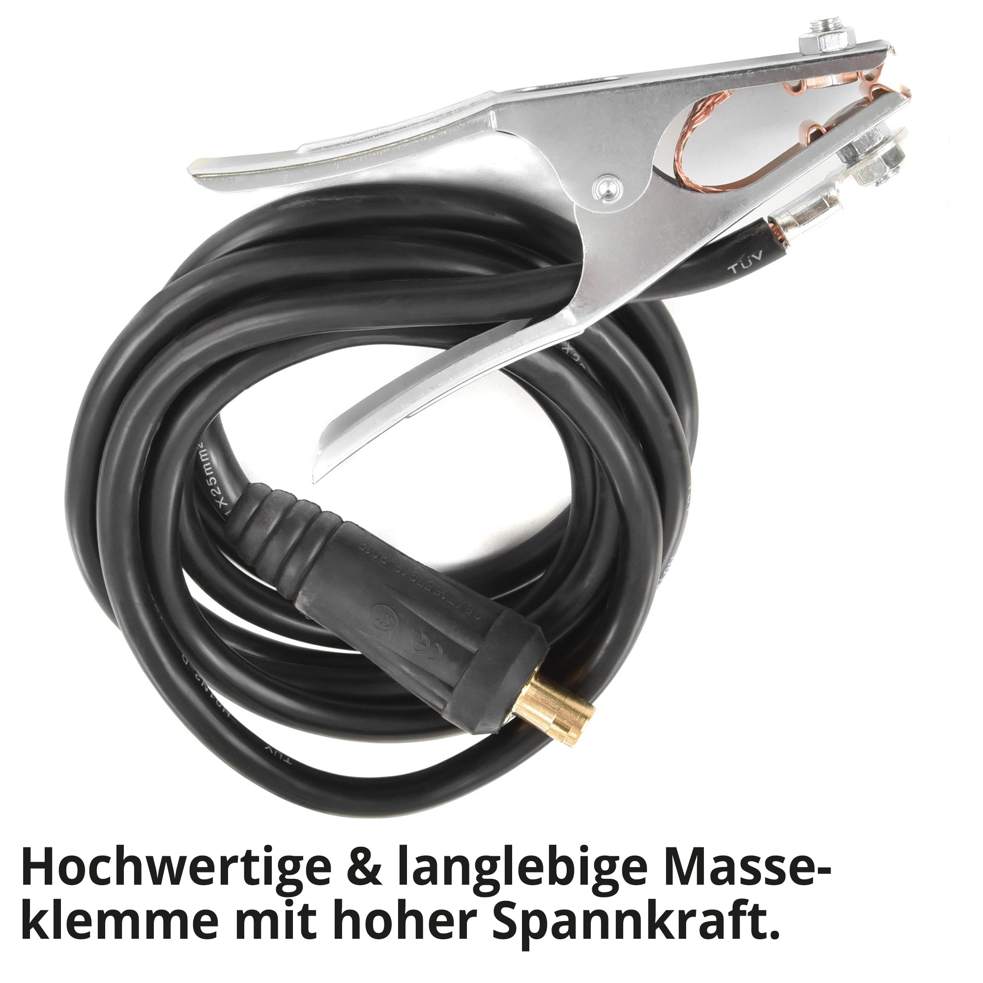 HECHT 1824 MMA Inverter Schweißgerät; Hochwertige und langlebige Masseklemme mit hoher Spannkraft