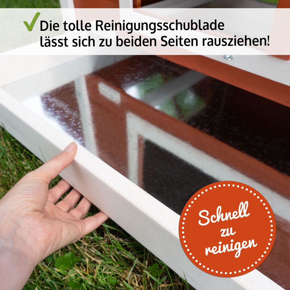 Hühnervoliere Betty Rot; Kotschublade zur einfachen Reinigung