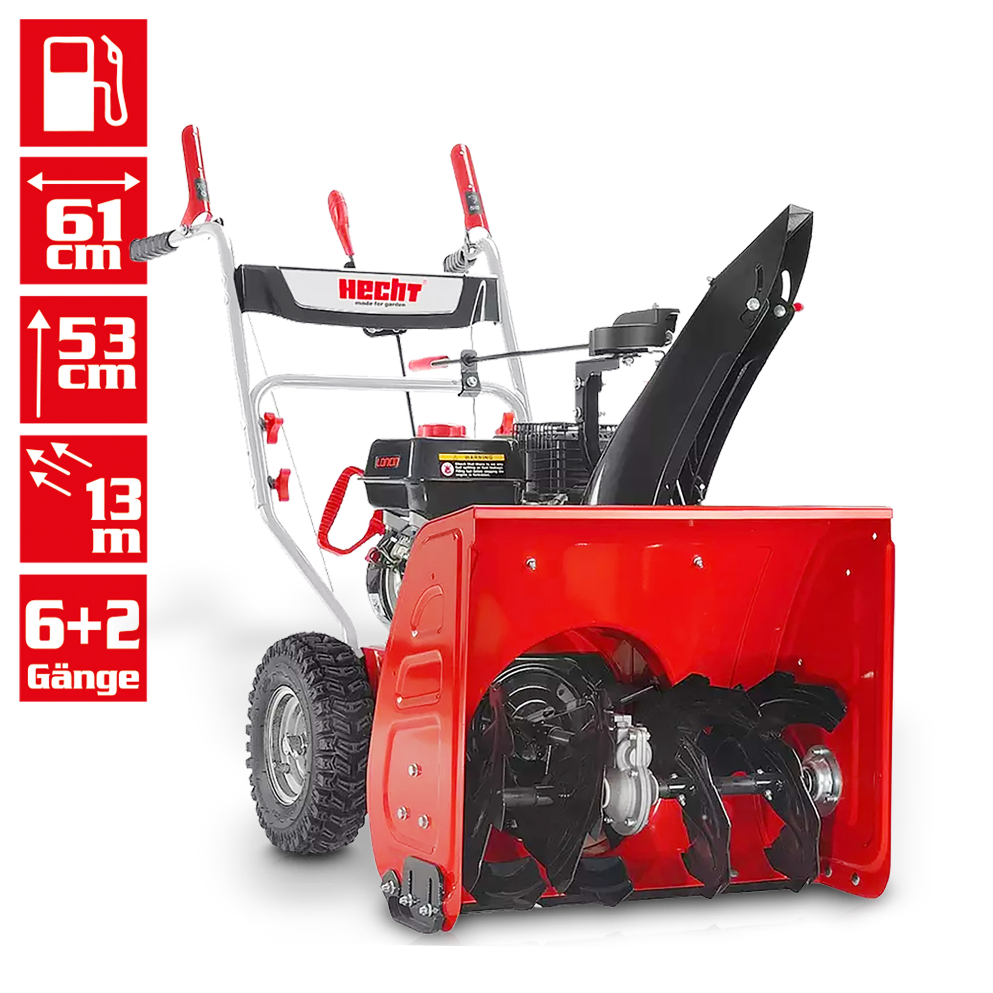 Hecht 9661 Benzin Schneefräse mit 6+2 Gängen und großem Tank Hecht 9661 Benzin Schneefräse mit 6+2 Gängen und großem Tank