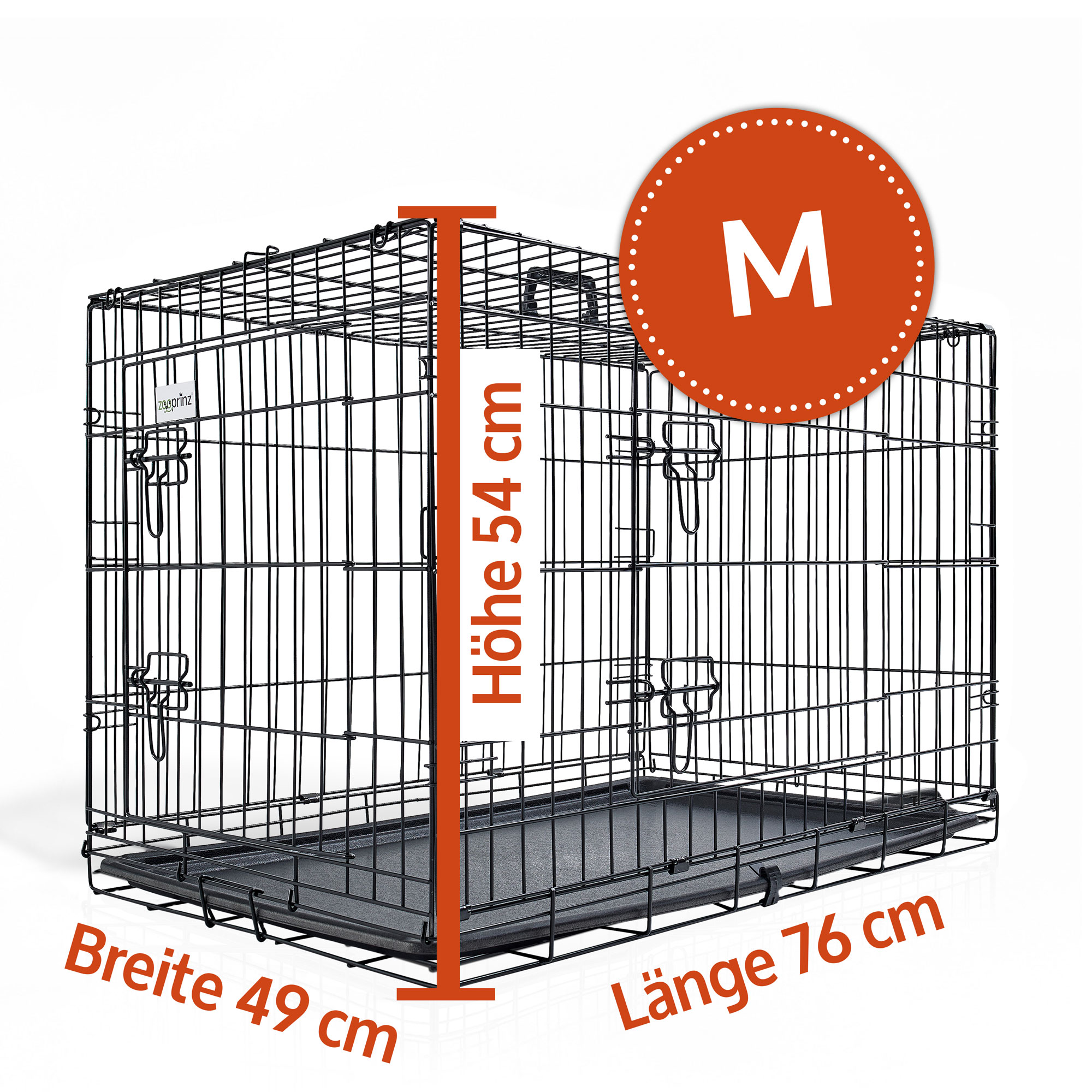 zooprinz Hundekäfig M klappbar mit stabiler Eisengitter-Konstruktion