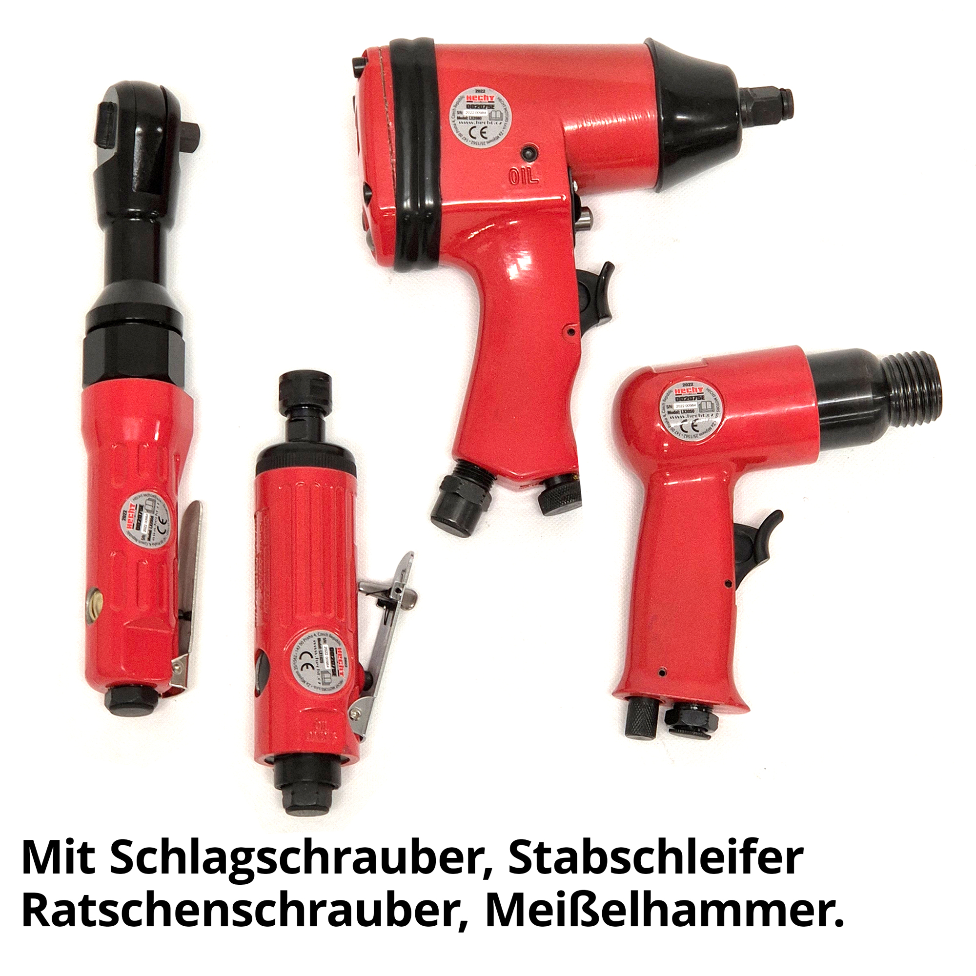 Druckluftwerkzeug & Zubehör Set XL mit Schlagschrauber, Stabschleifer, Ratschenschrauber, Meißelhammer
