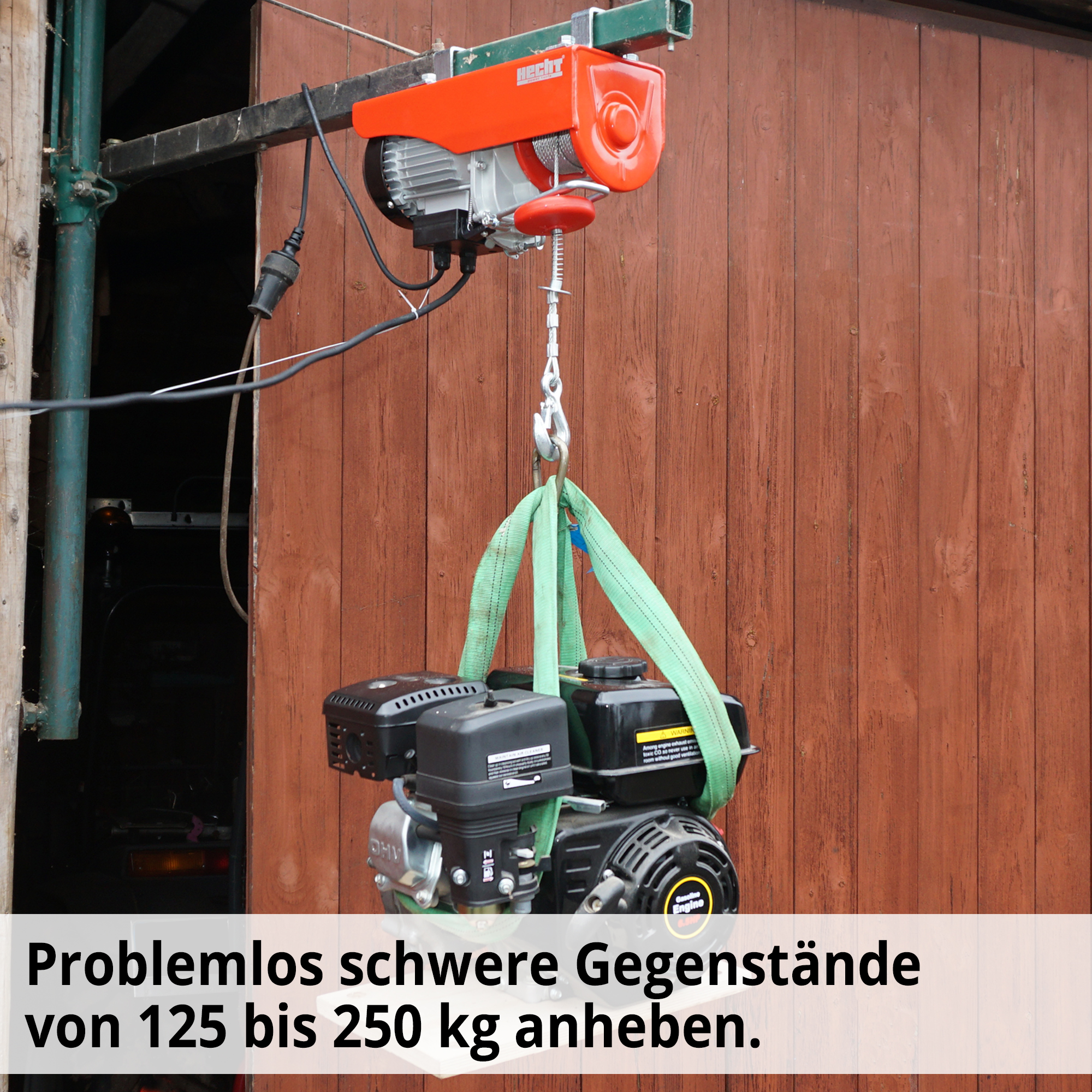 HECHT 8425 Seilzugwinde; Problemlos schwere Gegenstände von 125 bis 150 kg anheben
