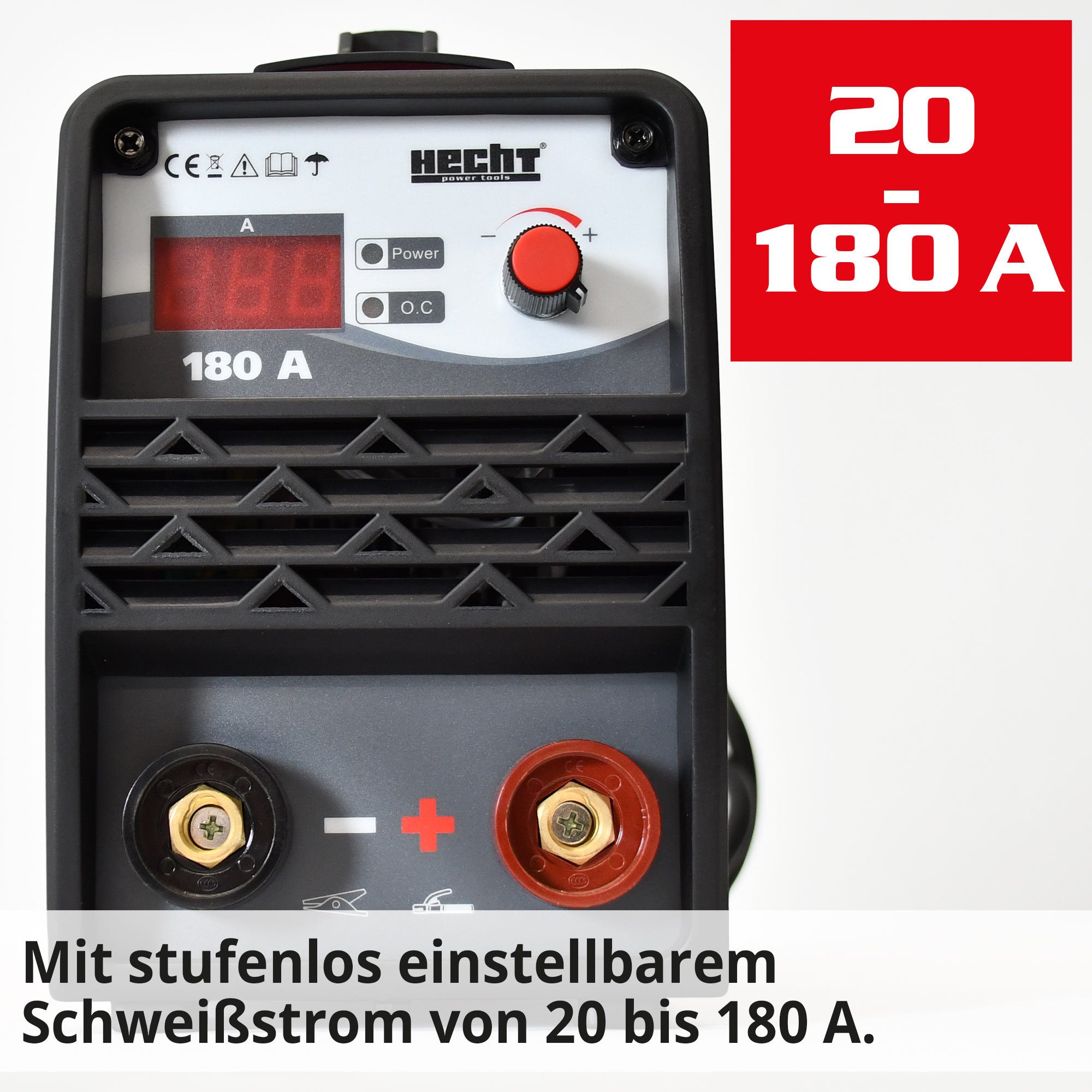 HECHT 1828 MMA Inverter Schweißgerät mit stufenlos einstellbarem Schweißstrom von 20 bis 180 A