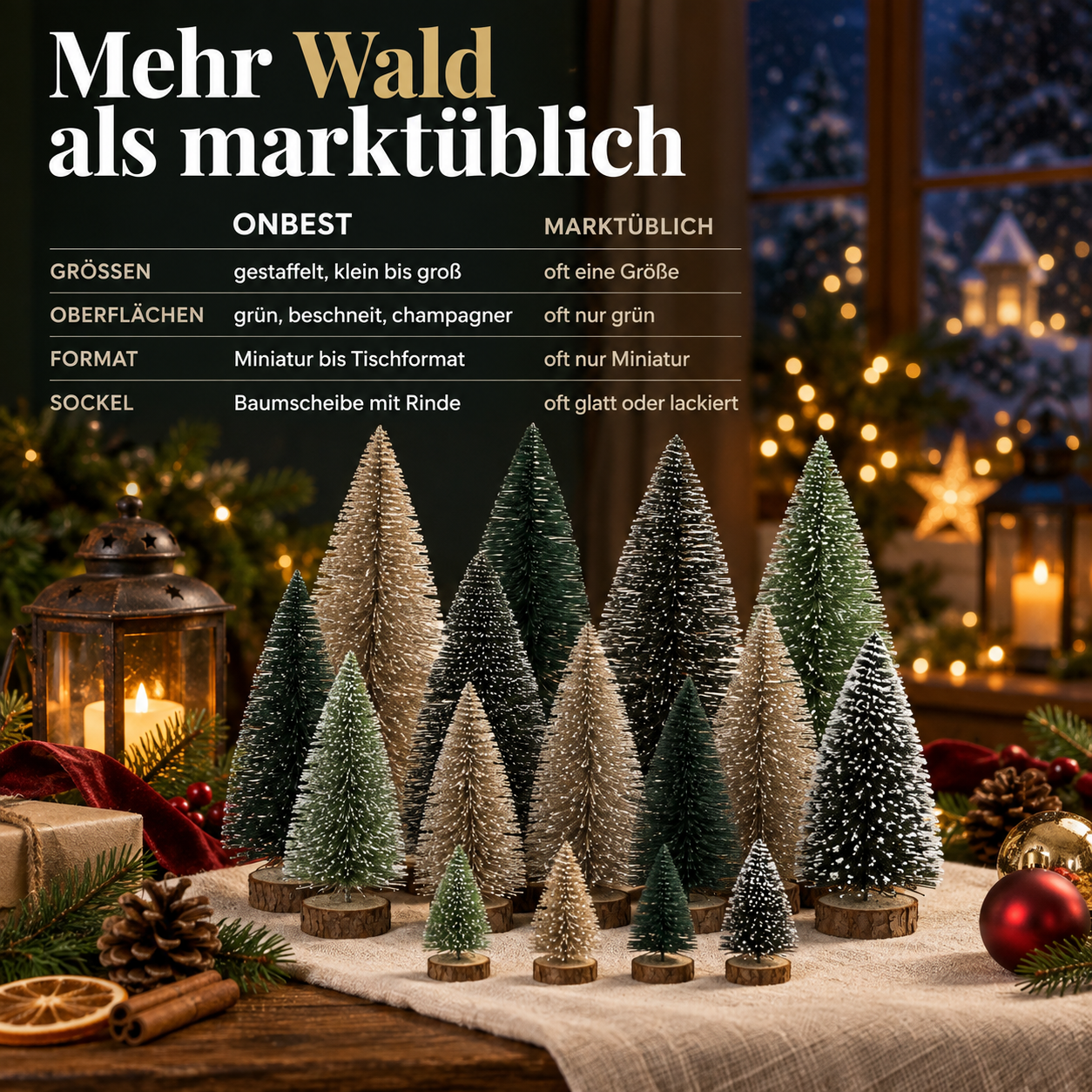 Mini-Tannenbaum Set ONBEST: Der komplette Wald dekoriert (Dieses Bild wurde mit Hilfe von KI generiert.)
